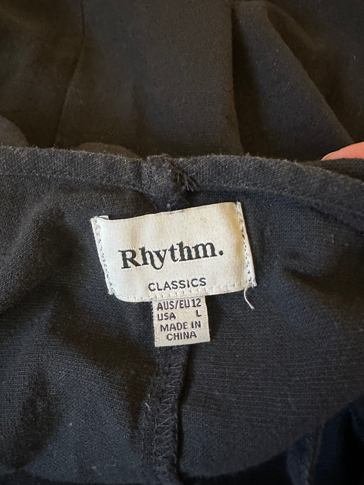 Rhythm Classics Black Button Front Adjustable Spaghetti Strap Romper | Size Large