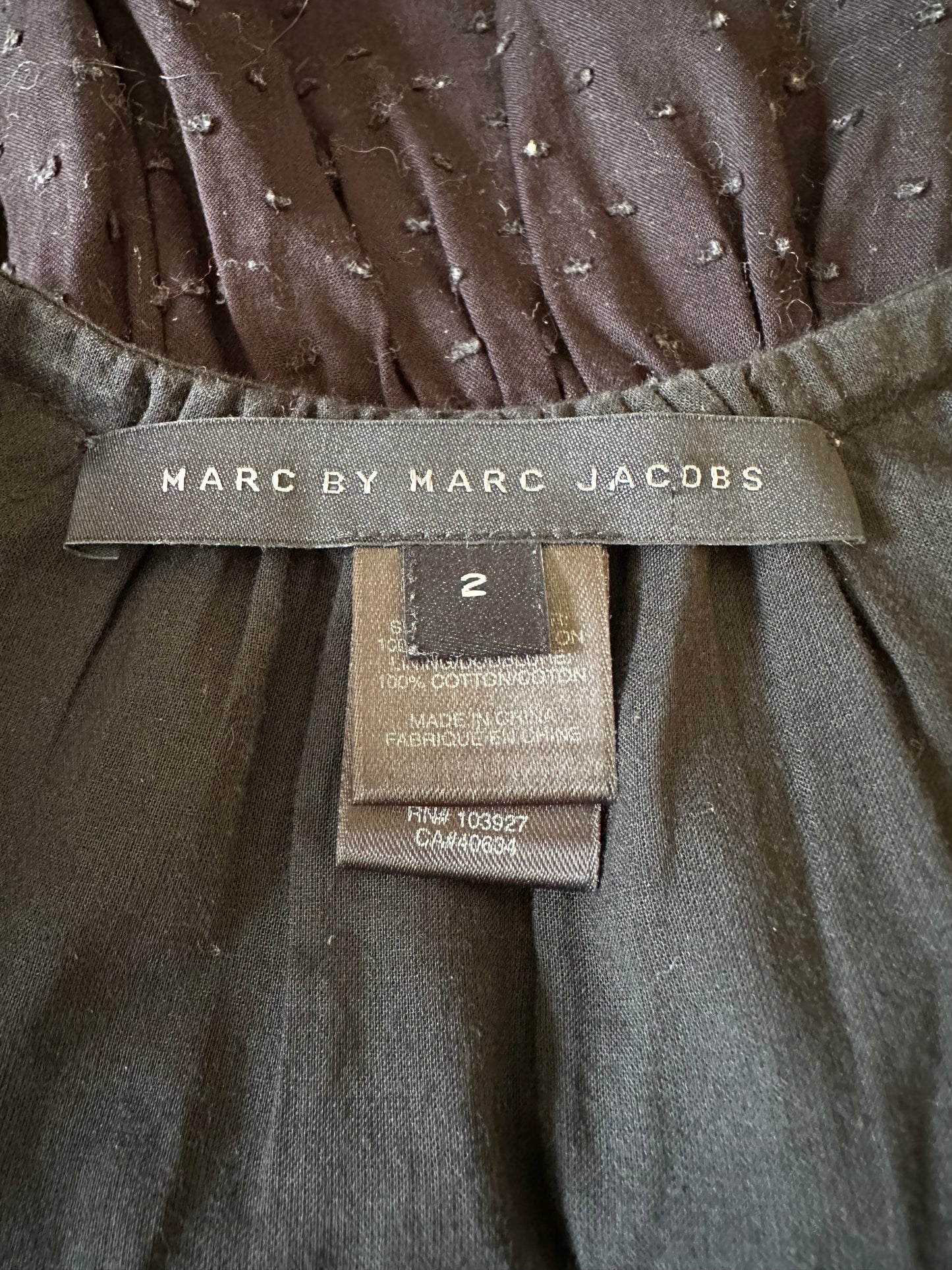 Marc by Marc Jacobs Black Swiss Dot Cotton Mini Dress | Size 2