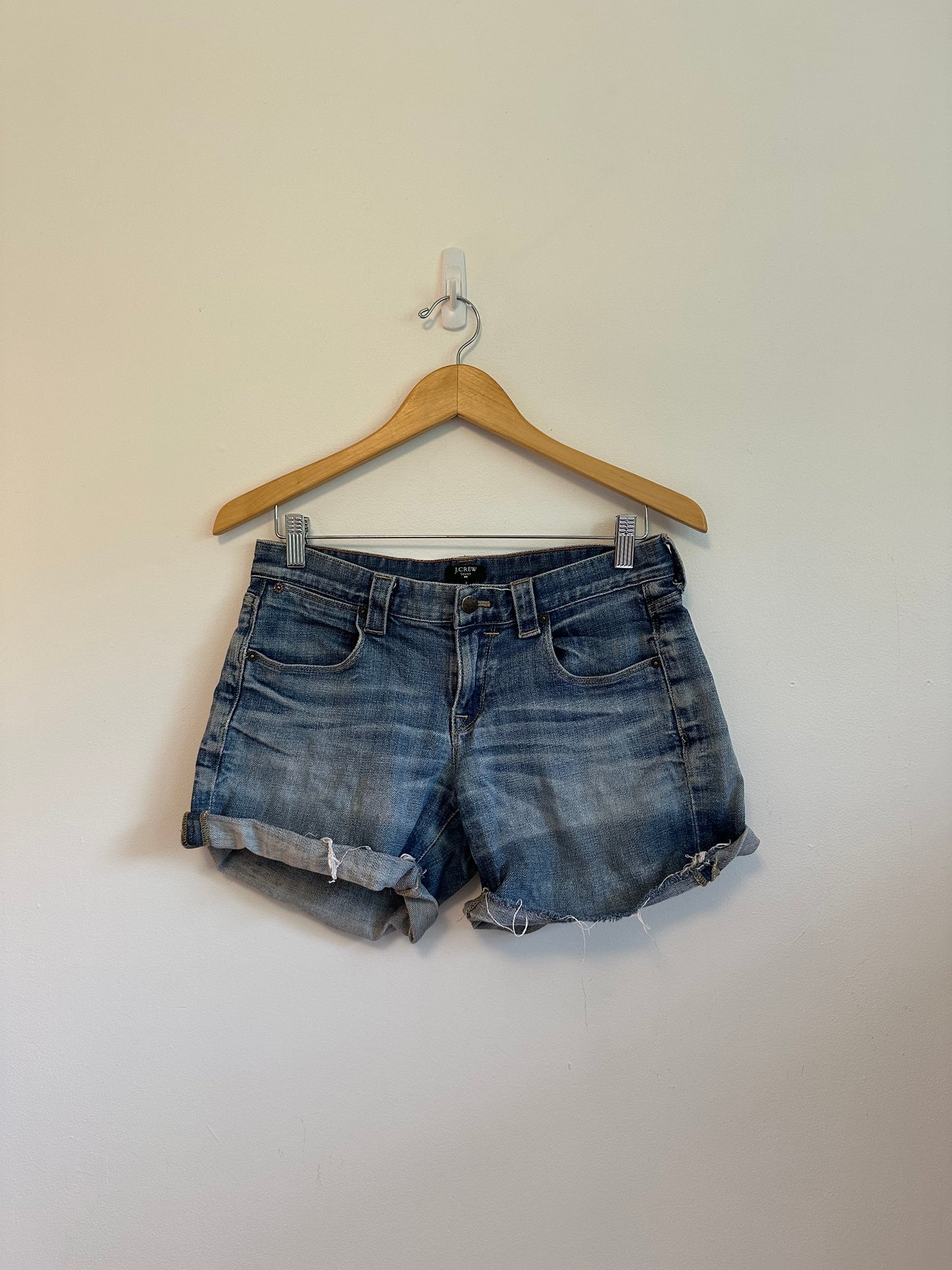 J. Crew Medium Wash Stretch Denim Cutoff Shorts | Size 2