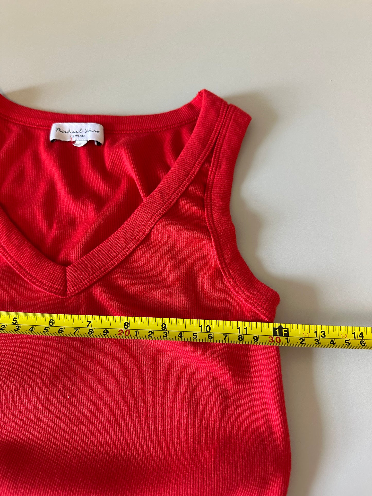 Michael Stars Red Ribbed Ruched V-Neck Maxi Dress | Size Small