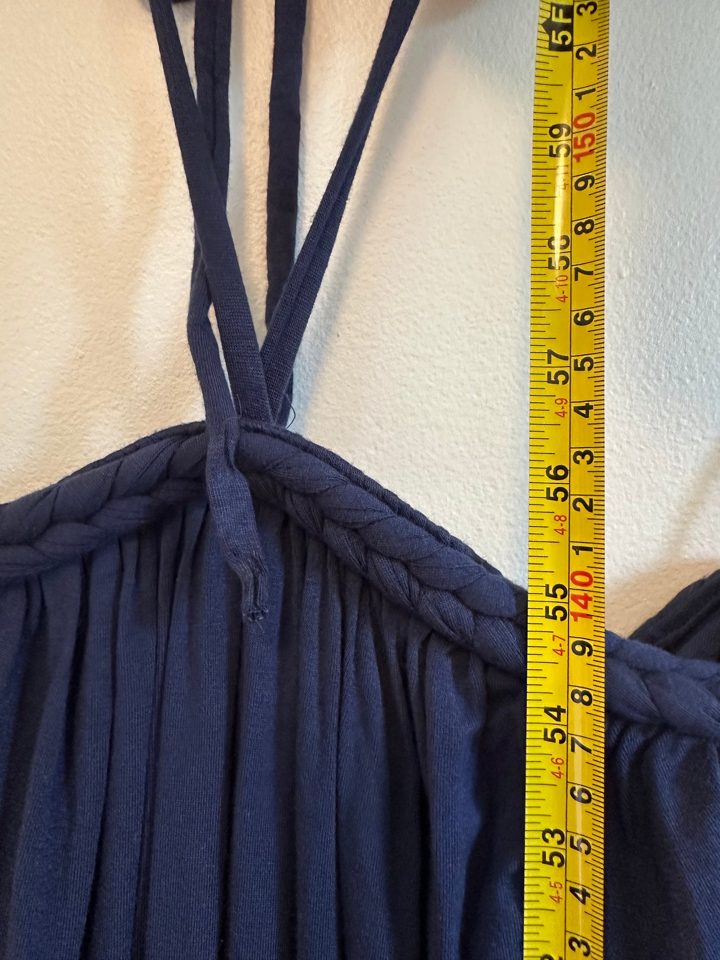 Michael Stars Navy Blue Braided Halter Wide Leg Jumpsuit | Size 0