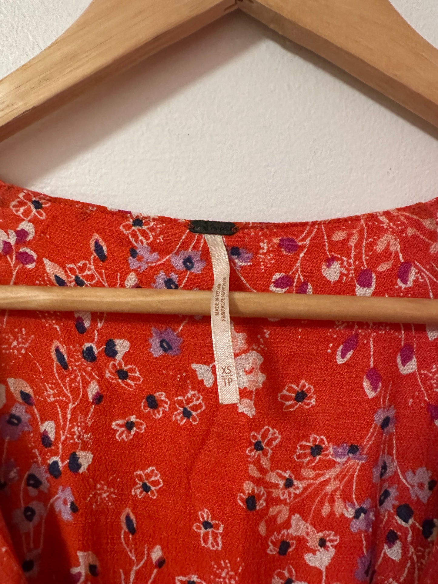Free People Mini Floral Wrap Short Dress in Red | Size XS