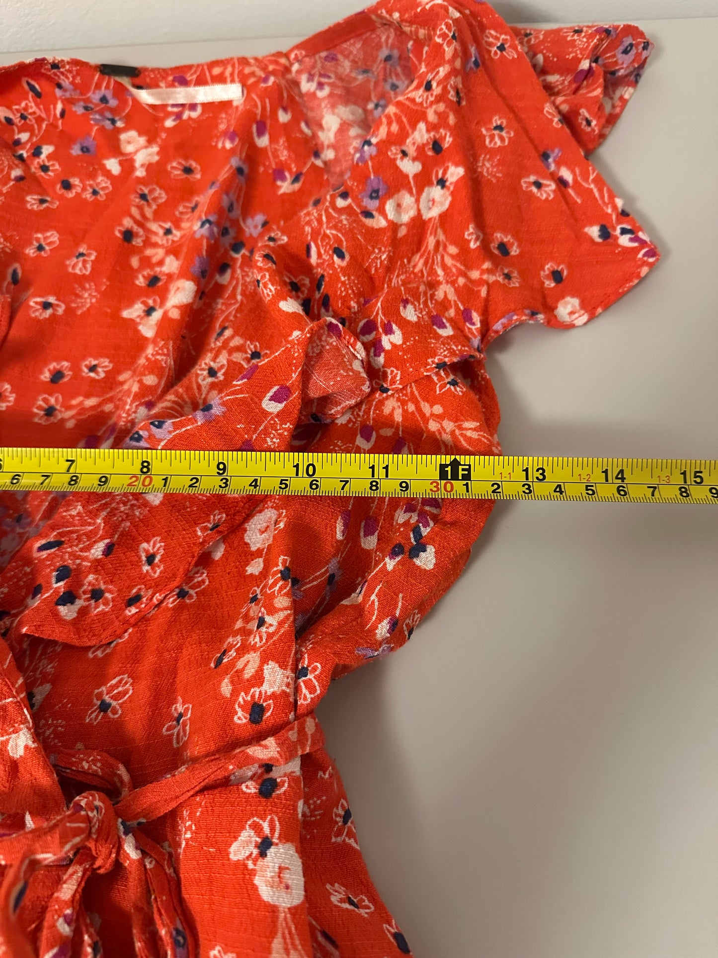 Free People Mini Floral Wrap Short Dress in Red | Size XS