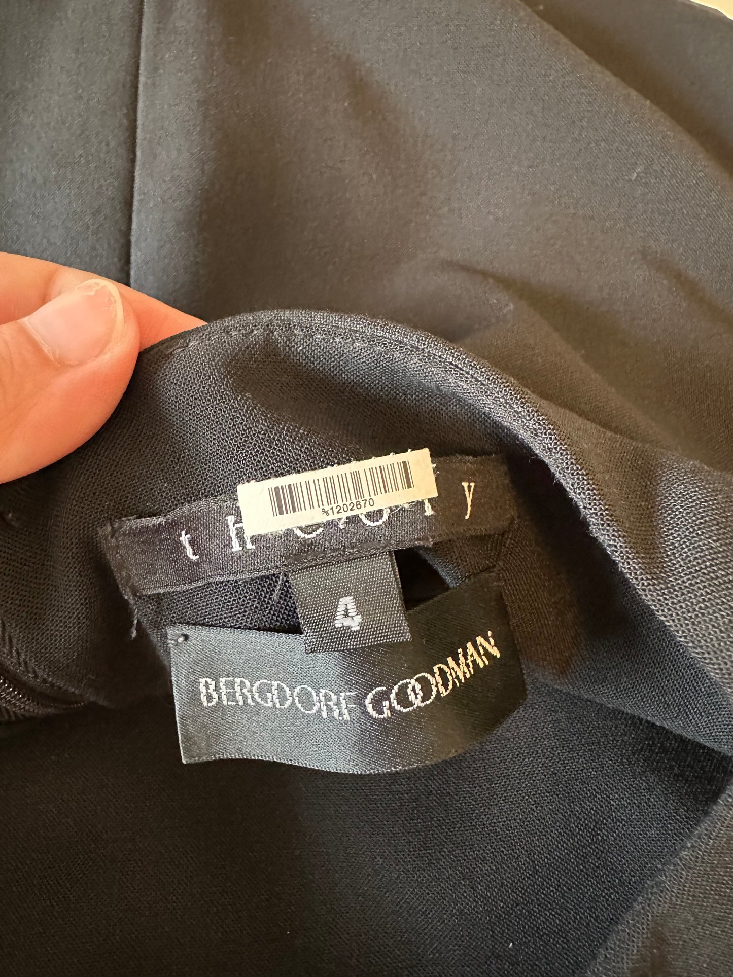 Theory Bergdorf Goodman Black Wool Blend Sleeveless Sheath Dress | Size 4