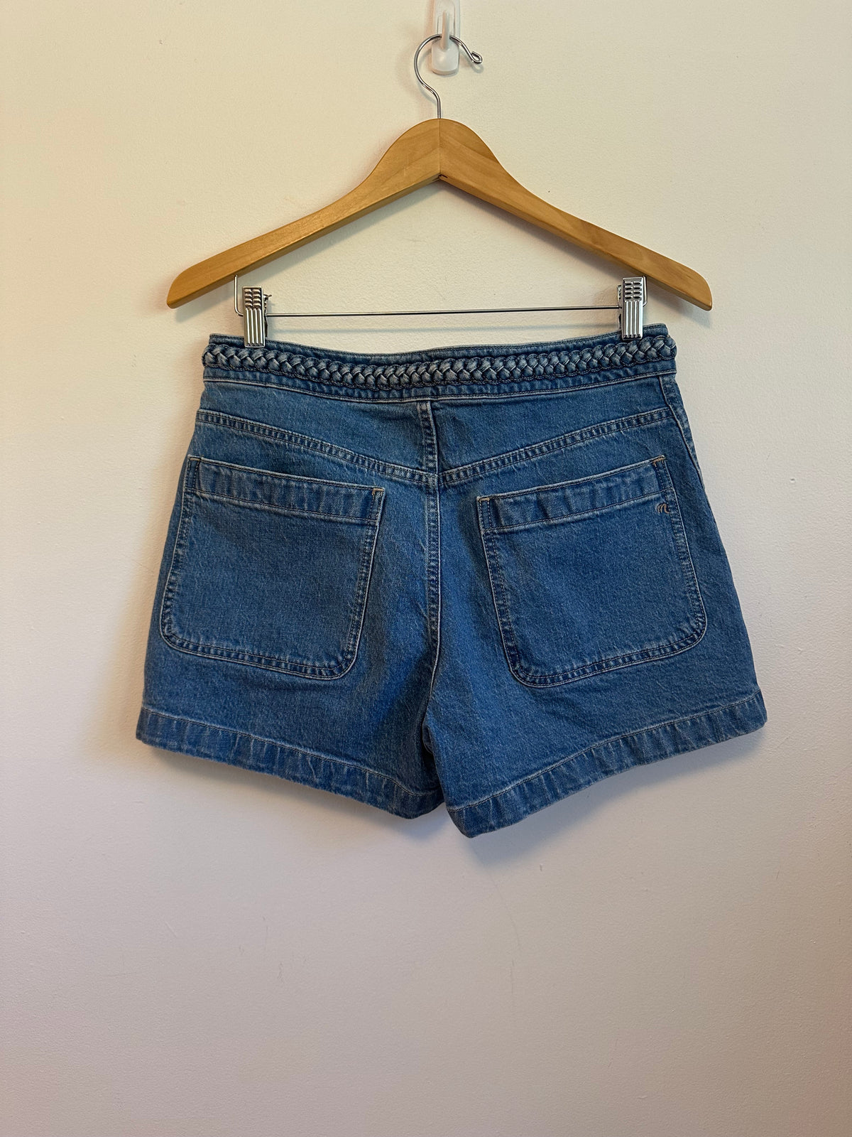 Madewell x Lisa Says Gah Braided Waist Shell Button Denim Shorts | Size 28