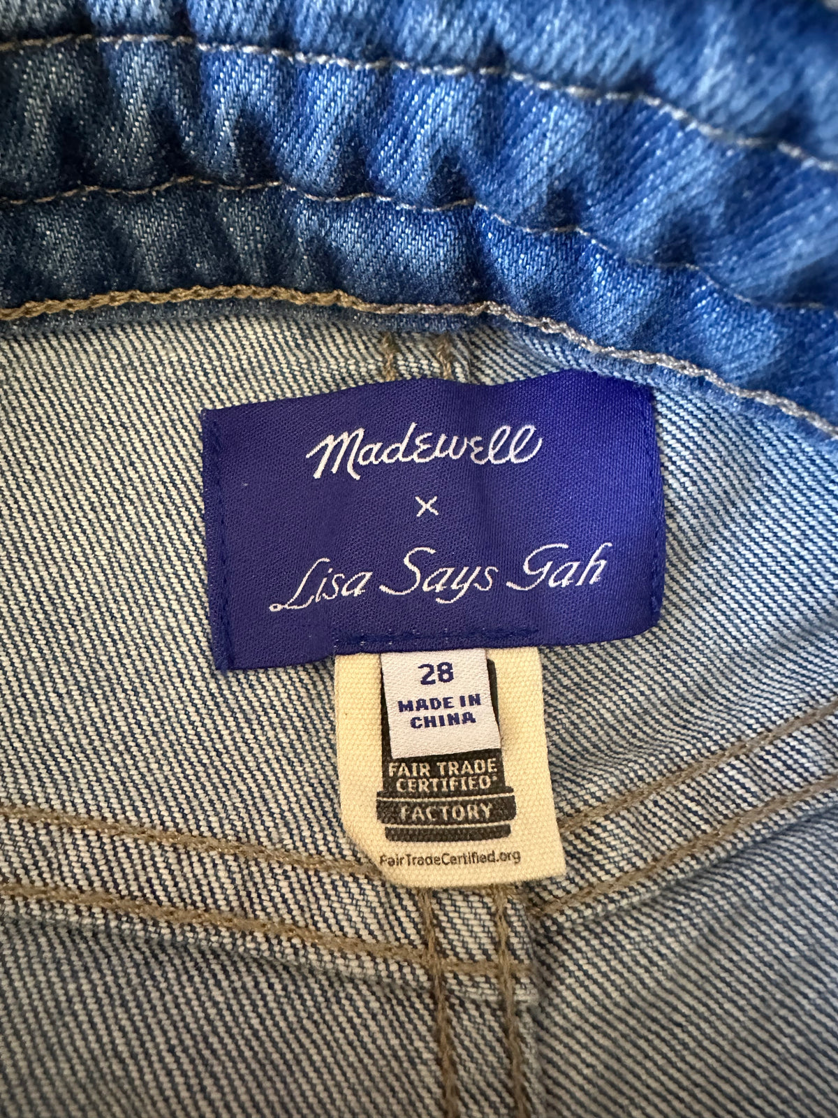 Madewell x Lisa Says Gah Braided Waist Shell Button Denim Shorts | Size 28