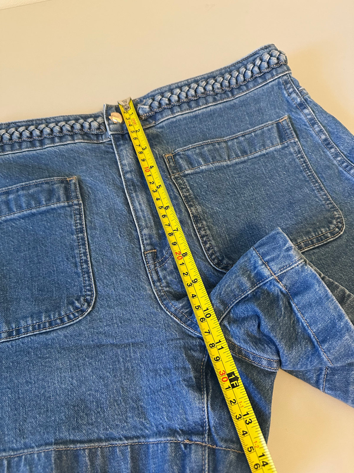 Madewell x Lisa Says Gah Braided Waist Shell Button Denim Shorts | Size 28