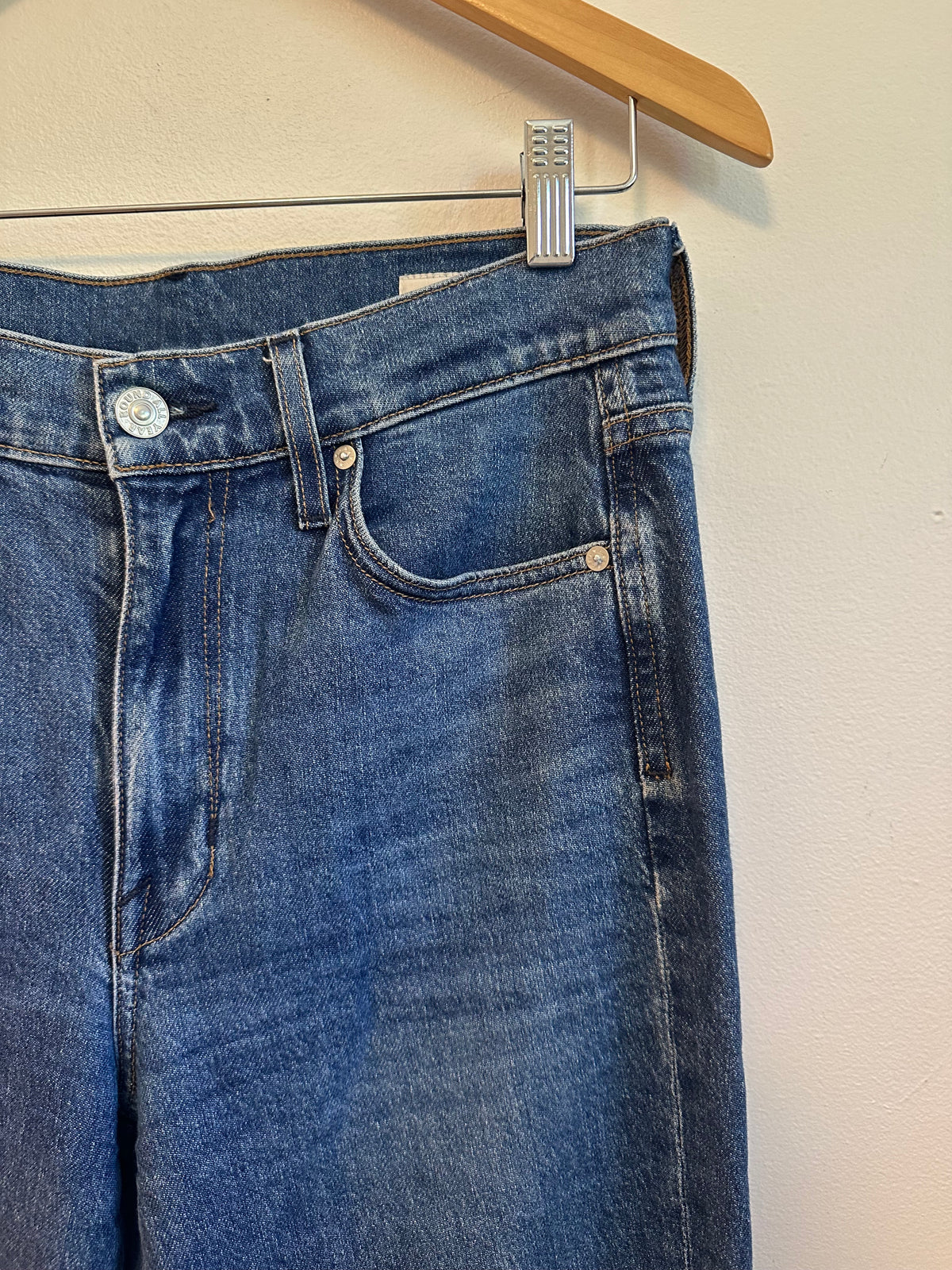 AYR The LaLa High Rise Straight Leg Jeans in Blue | Size 28