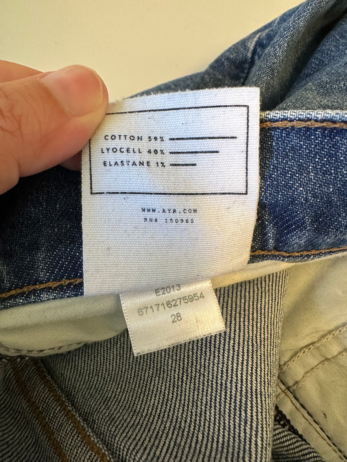 AYR The LaLa High Rise Straight Leg Jeans in Blue | Size 28