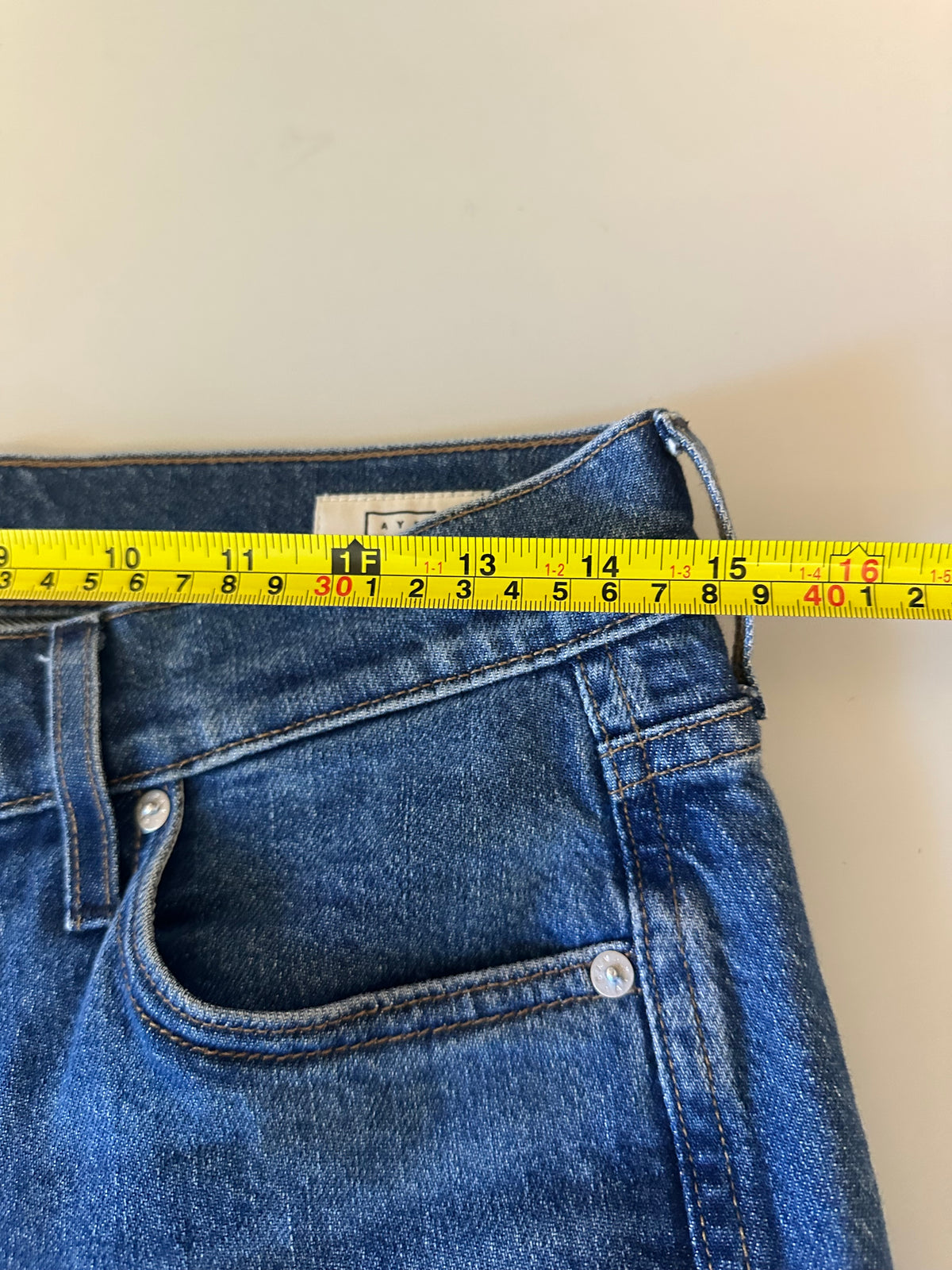 AYR The LaLa High Rise Straight Leg Jeans in Blue | Size 28