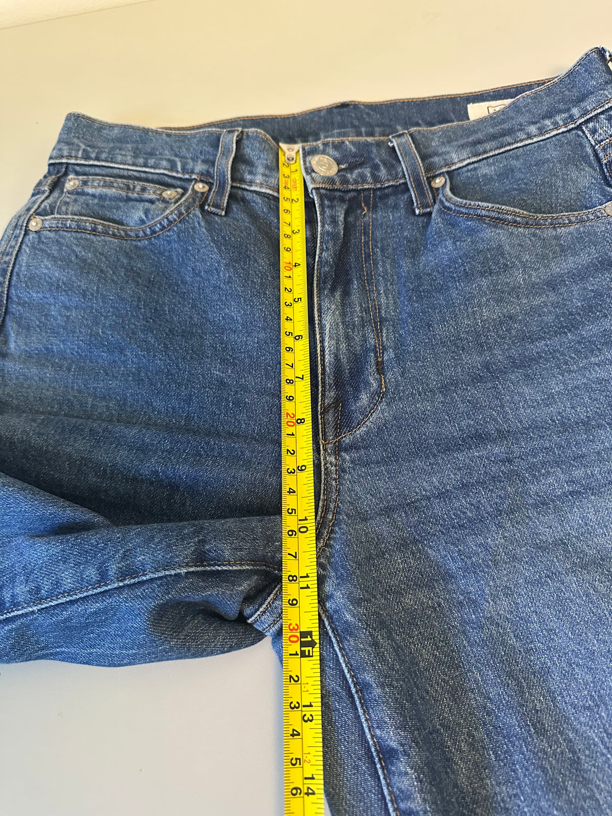 AYR The LaLa High Rise Straight Leg Jeans in Blue | Size 28