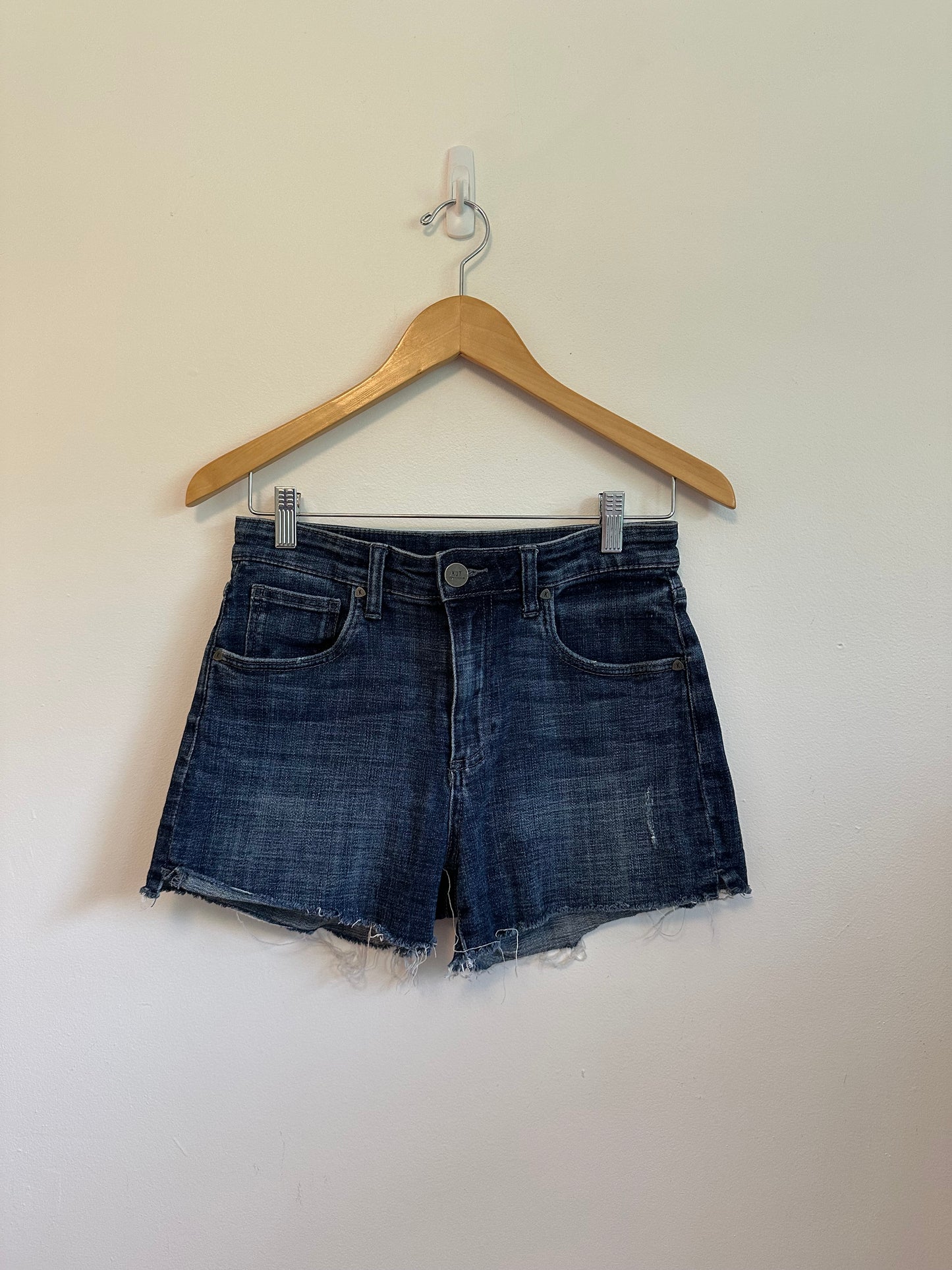 Kut from the Kloth High Rise Denim Dark Wash Raw Hem Shorts | Size 4