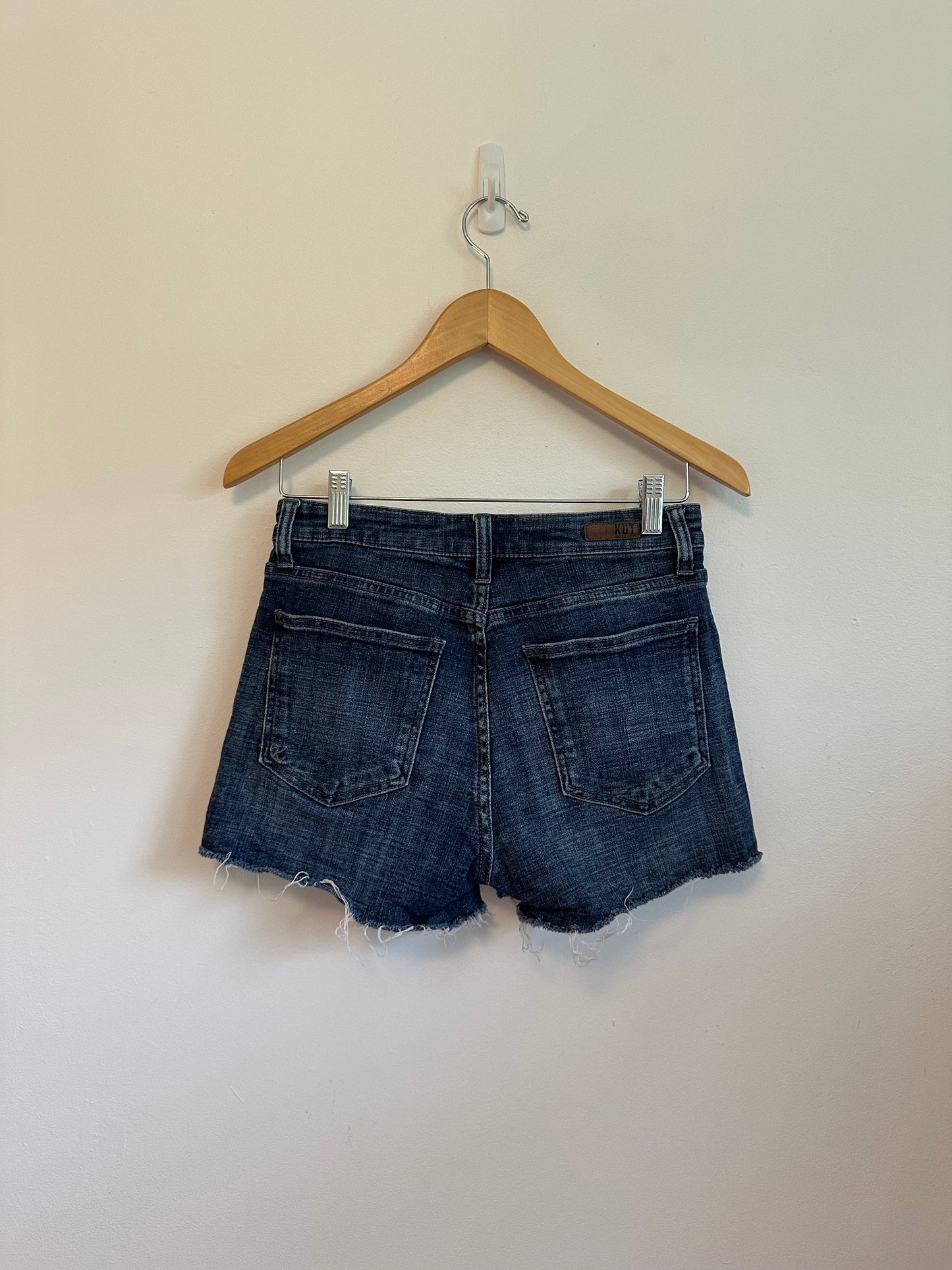 Kut from the Kloth High Rise Denim Dark Wash Raw Hem Shorts | Size 4