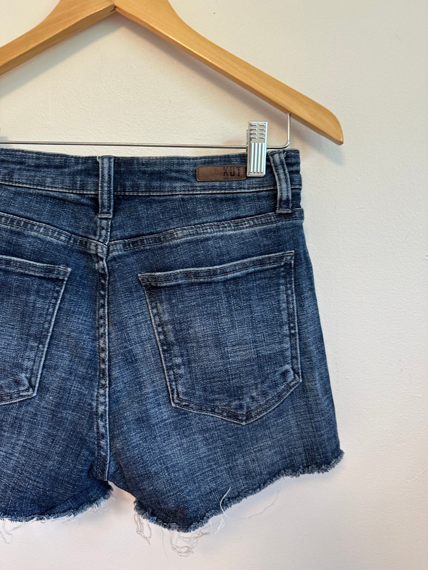 Kut from the Kloth High Rise Denim Dark Wash Raw Hem Shorts | Size 4