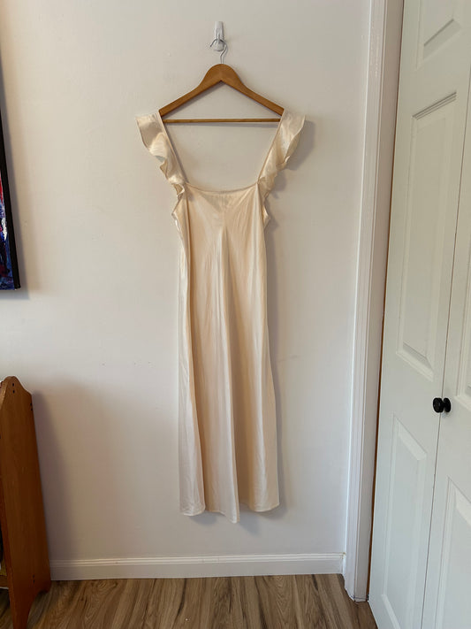 NWT Adore by Ginia Isabeau Satin Dress Nightgown in Cream | Size XS
