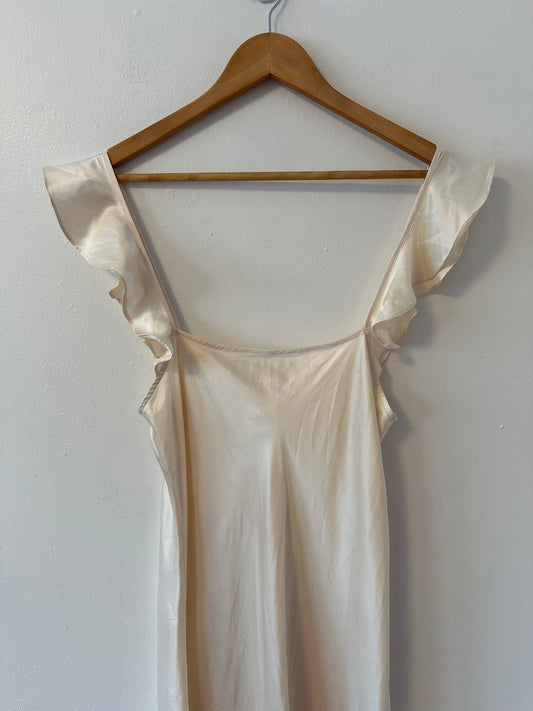 NWT Adore by Ginia Isabeau Satin Dress Nightgown in Cream | Size XS