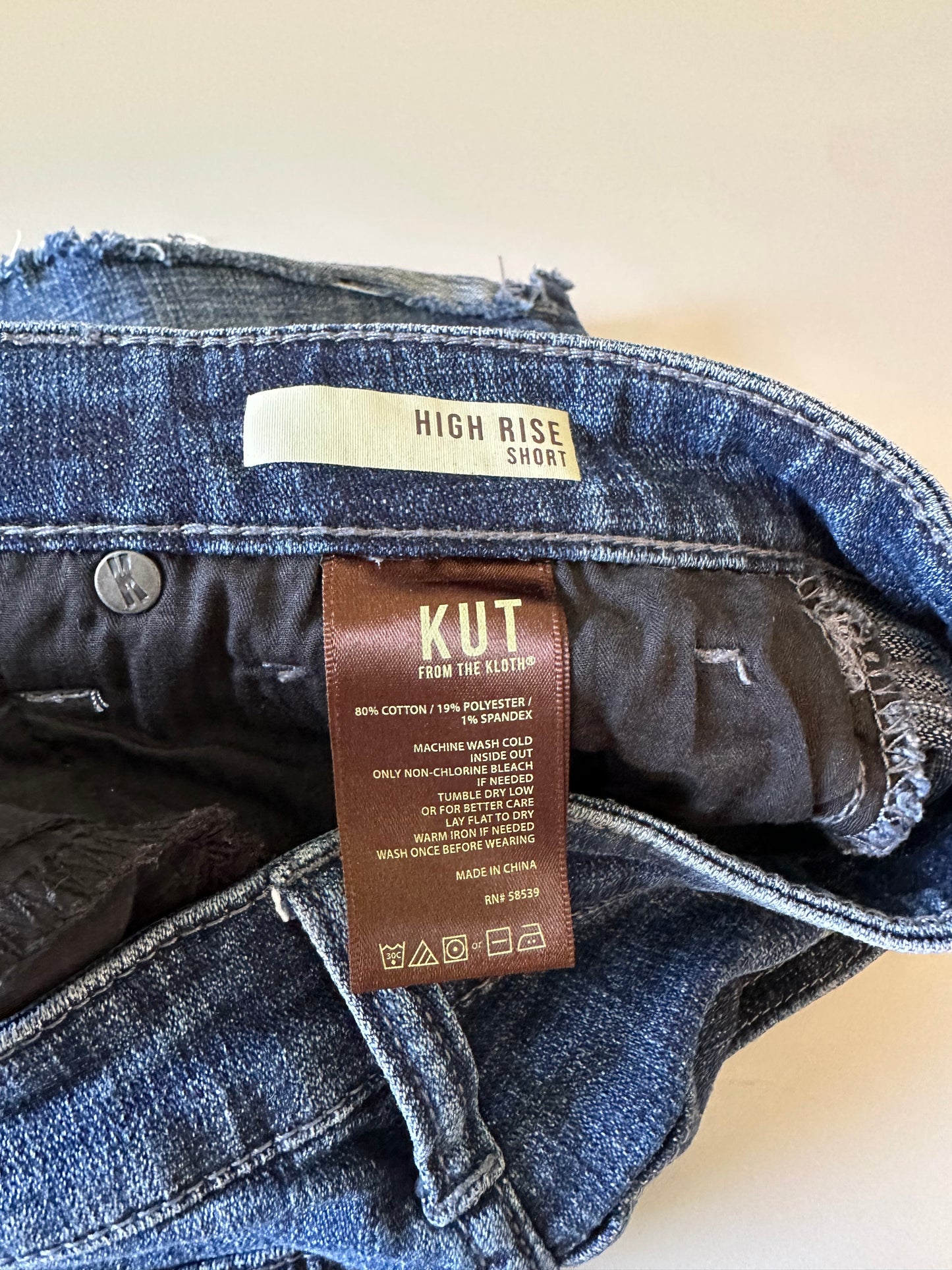 Kut from the Kloth High Rise Denim Dark Wash Raw Hem Shorts | Size 4