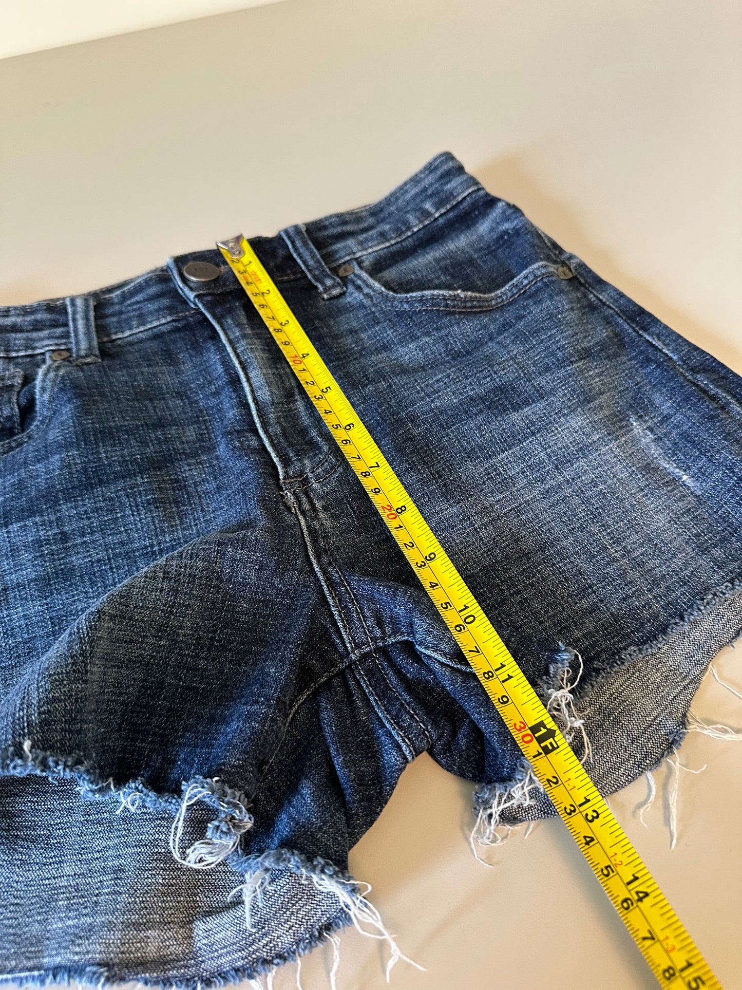 Kut from the Kloth High Rise Denim Dark Wash Raw Hem Shorts | Size 4