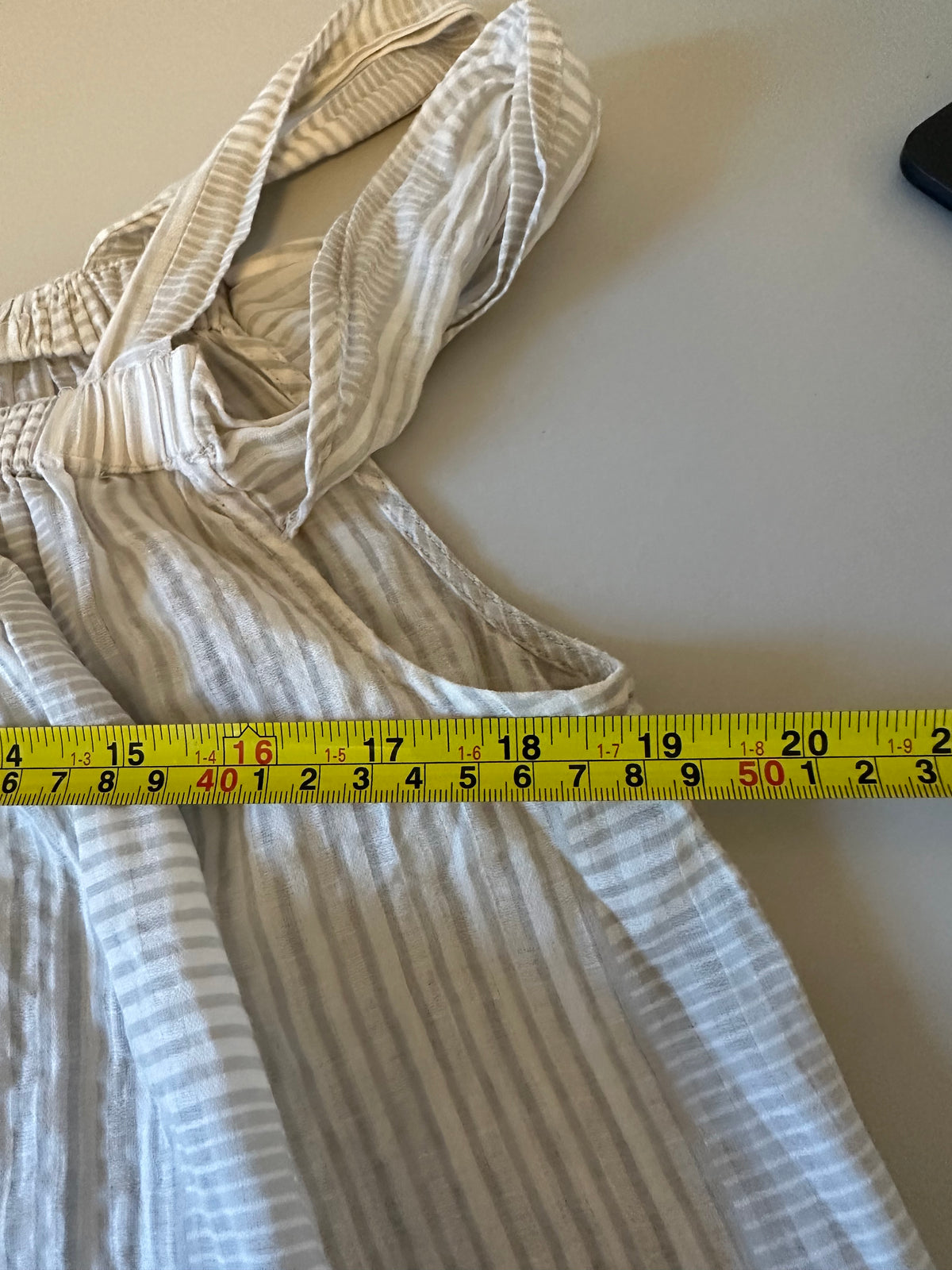 Lou & Grey Gray and White Striped Cold Shoulder Cotton Gauze Top | Size Medium