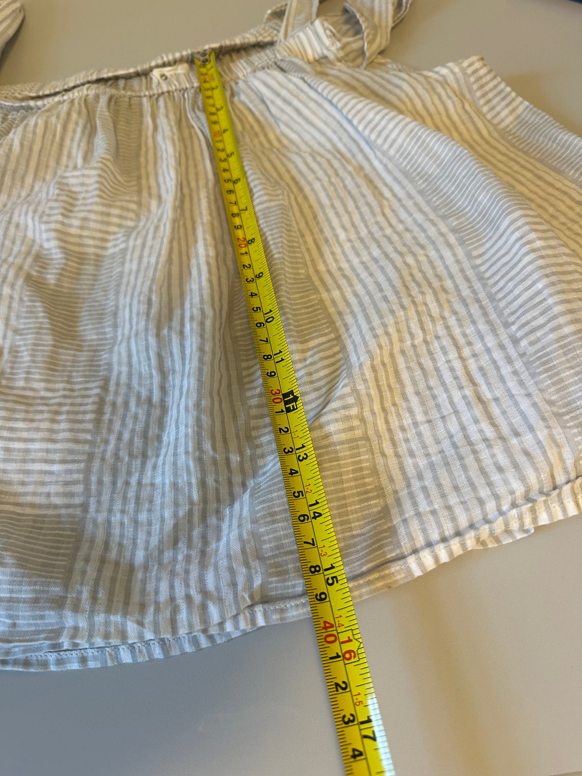 Lou & Grey Gray and White Striped Cold Shoulder Cotton Gauze Top | Size Medium