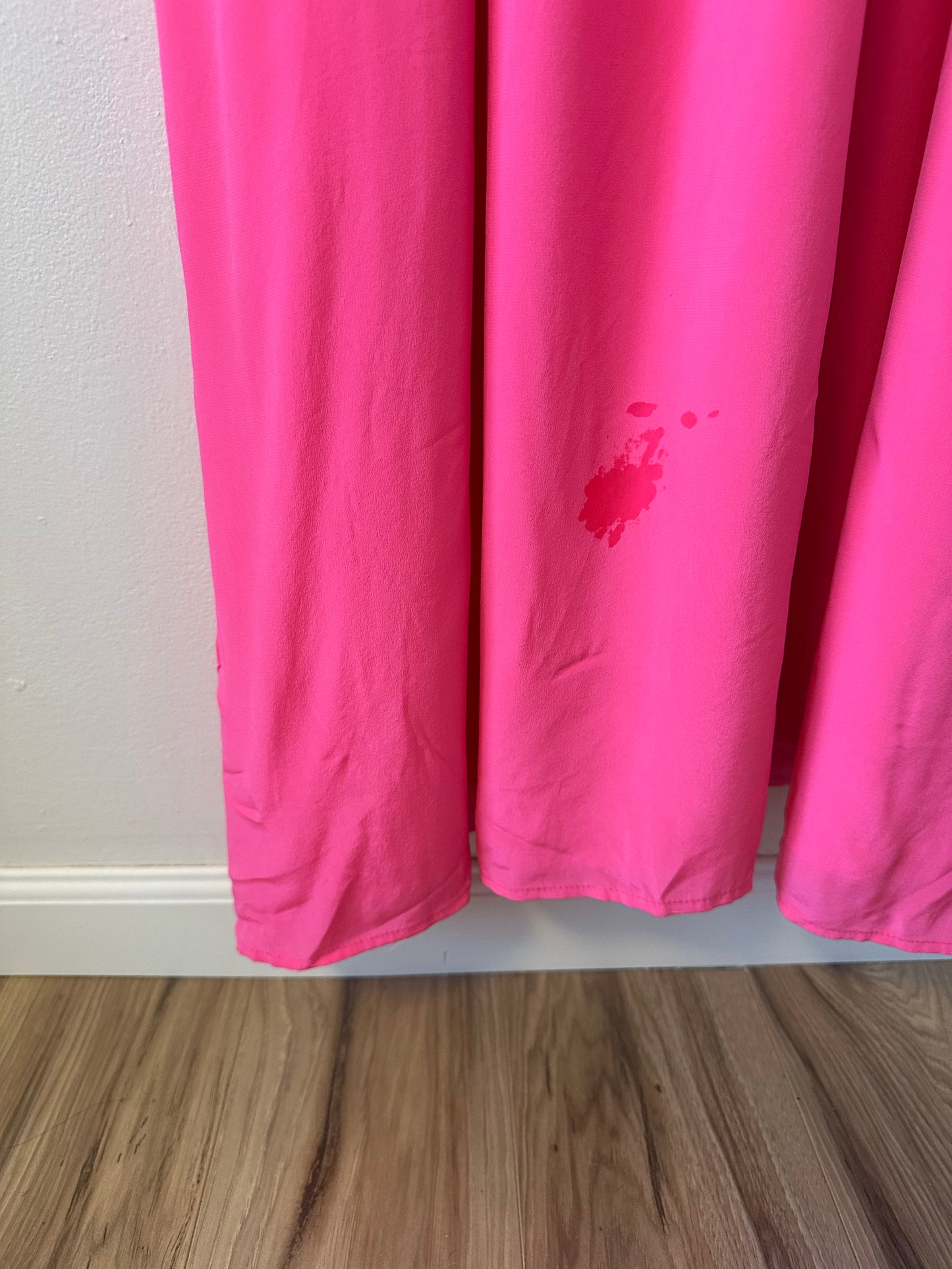 Amanda Uprichard Hot Pink V-Neck Spaghetti Strap Empire Waist Silk Dress