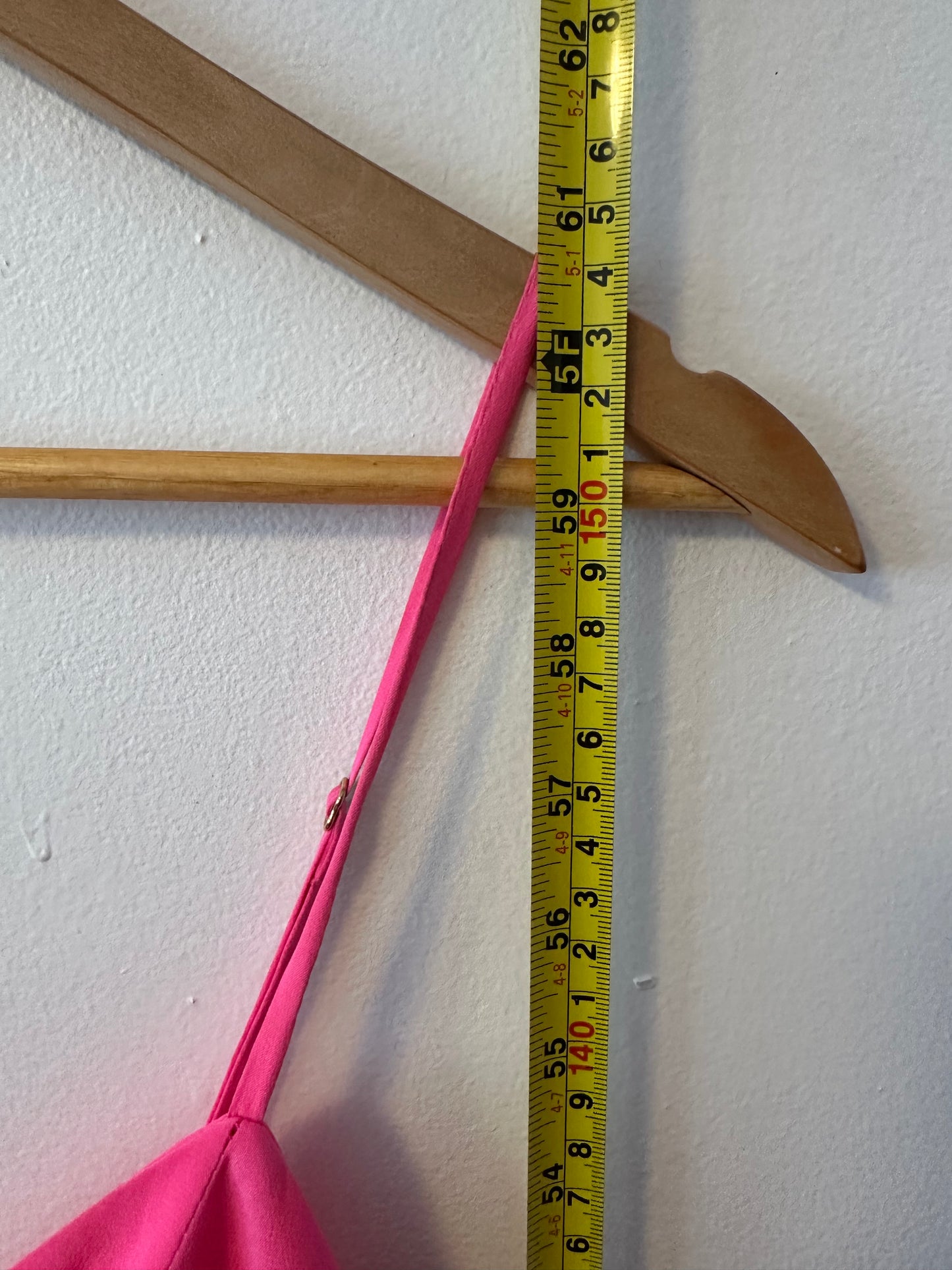 Amanda Uprichard Hot Pink V-Neck Spaghetti Strap Empire Waist Silk Dress