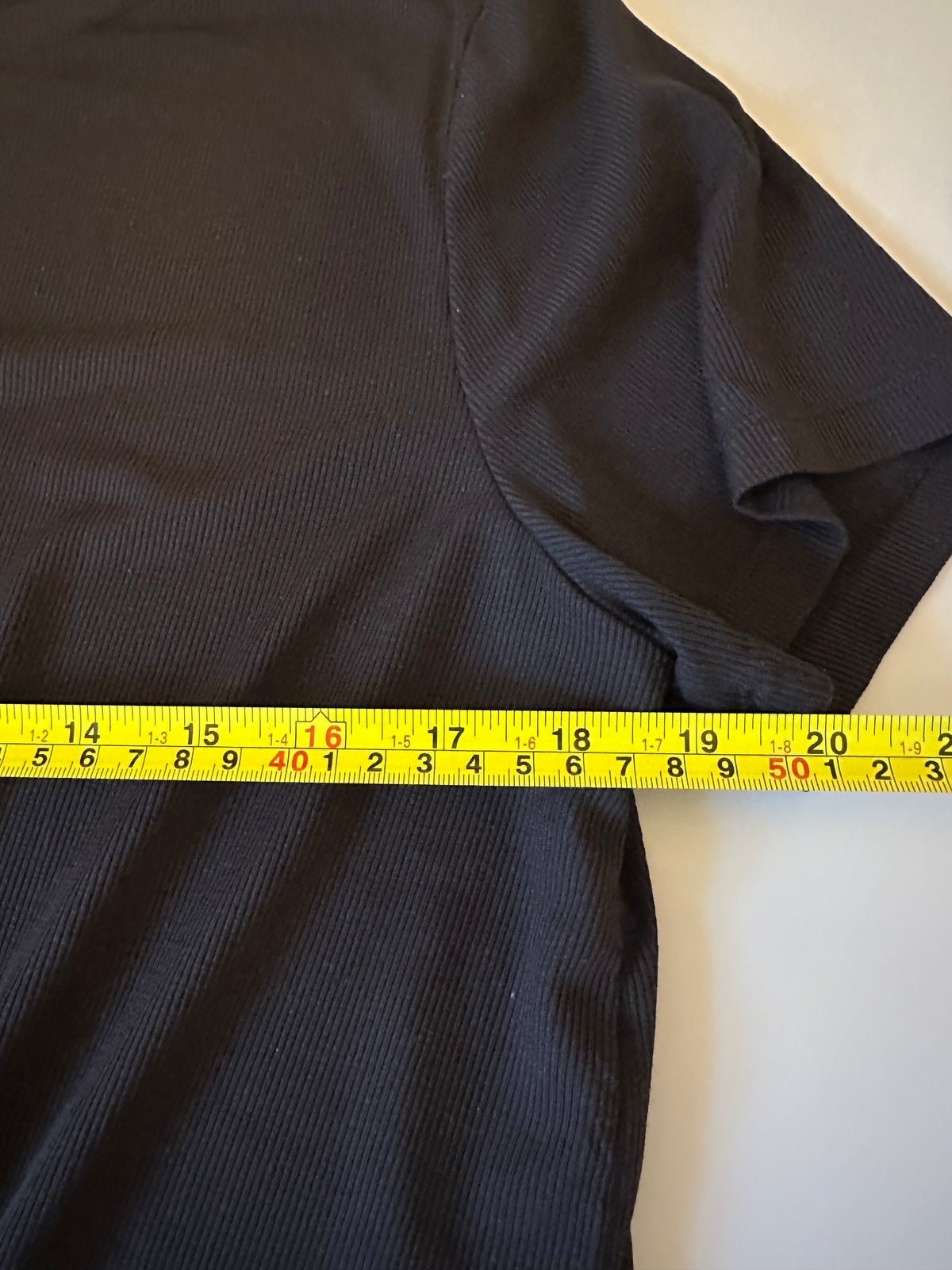 Allfenix Black Ribbed Bamboo Blend Front Tie Short Sleeve Top | Size Medium