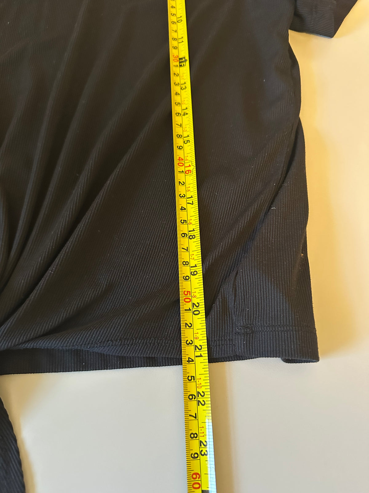 Allfenix Black Ribbed Bamboo Blend Front Tie Short Sleeve Top | Size Medium