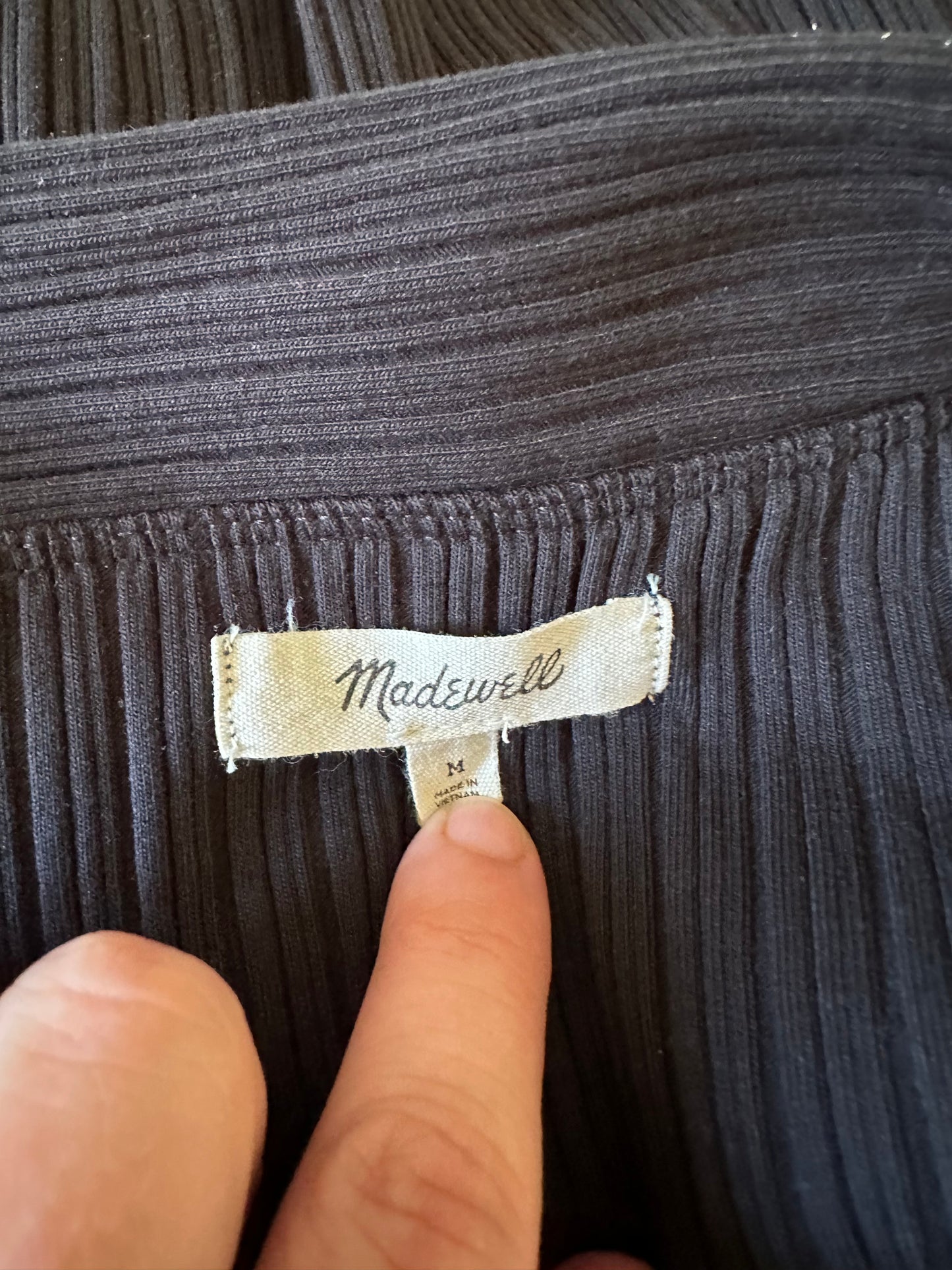 Madewell Black Ribbed Off The Shoulder Bardot Knit Top | Size Medium