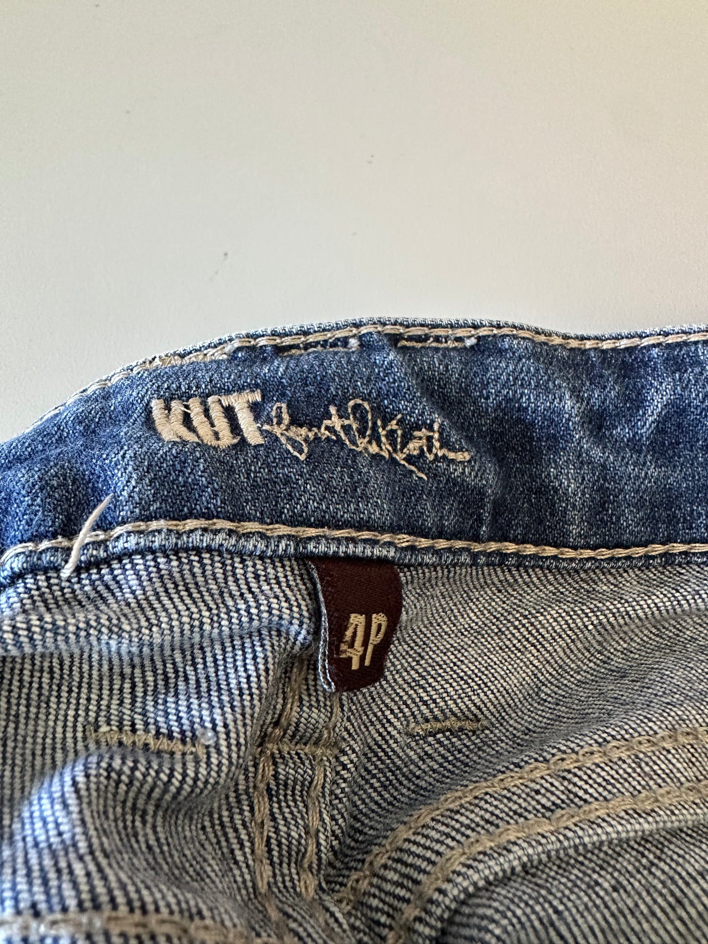 Kut from the Kloth Distressed Medium Wash Straight Leg Jeans | Size 4 Petite
