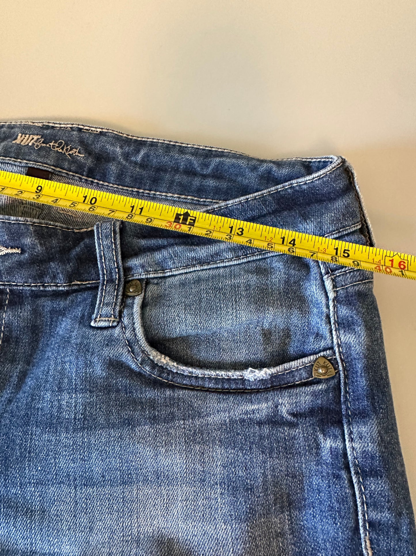 Kut from the Kloth Distressed Medium Wash Straight Leg Jeans | Size 4 Petite
