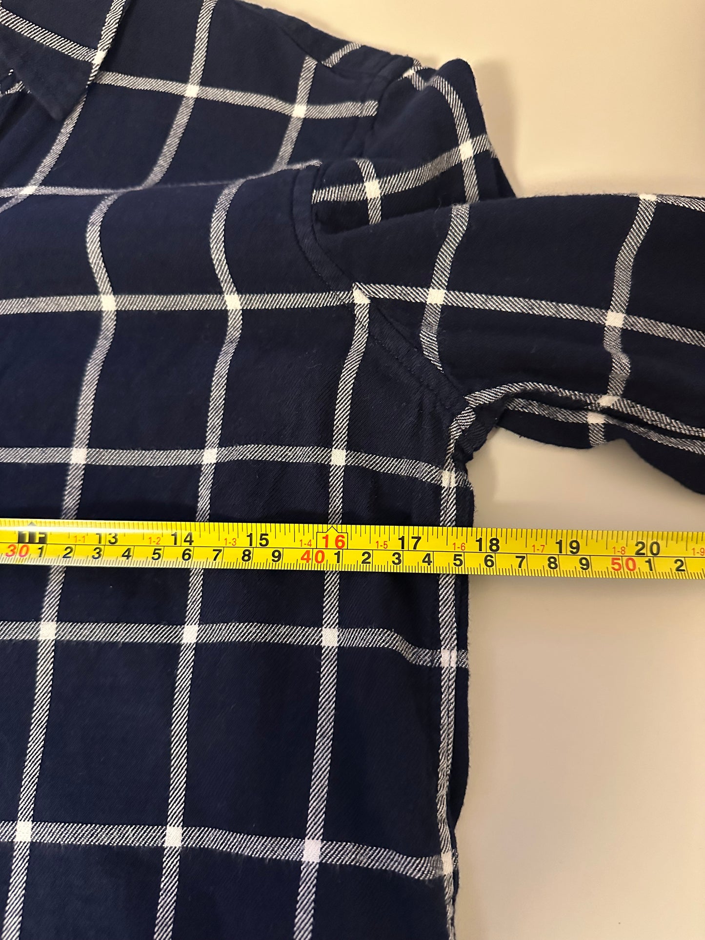 Gap Navy Blue Windowpane Plaid Boyfriend Button Down Shirt | Size Medium