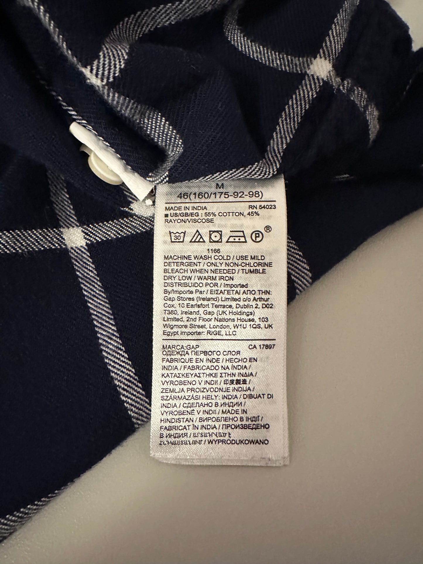 Gap Navy Blue Windowpane Plaid Boyfriend Button Down Shirt | Size Medium