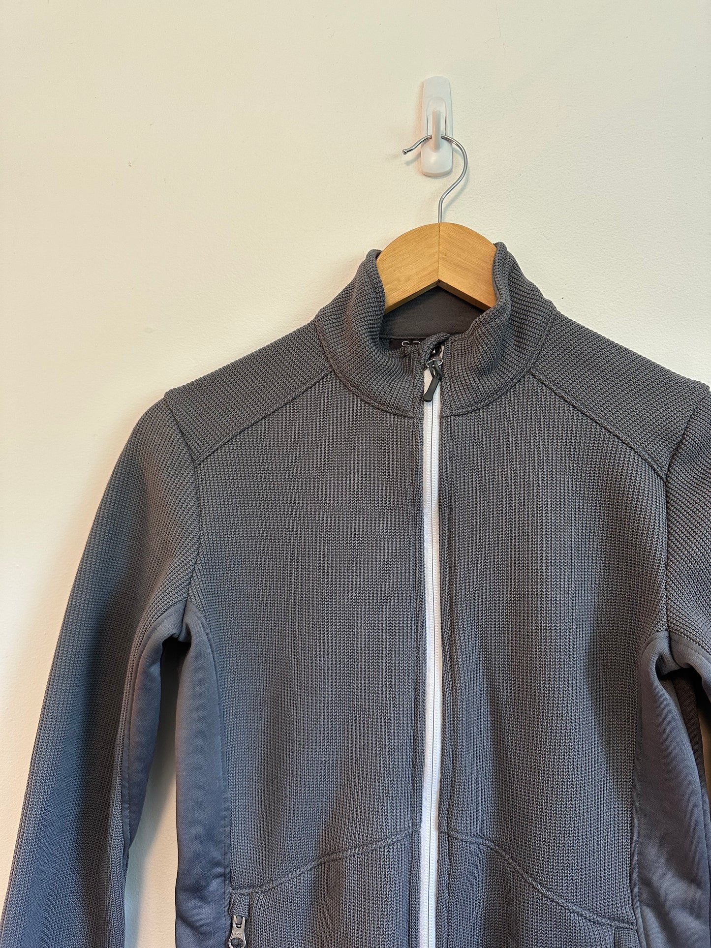 Spyder Gray Waffle Knit Full Zip Performance Mock Neck Jacket | Size Small