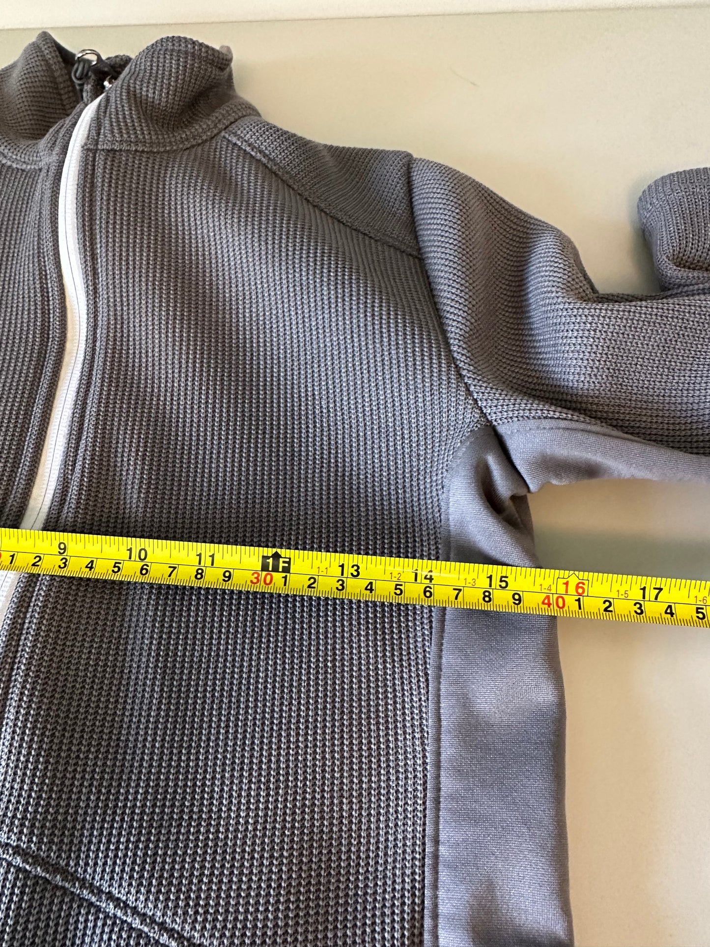 Spyder Gray Waffle Knit Full Zip Performance Mock Neck Jacket | Size Small