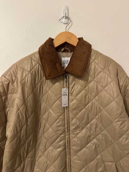 NWT Gap Relaxed Quilted Nylon Barn Jacket in Golden Khaki Brown | Size Medium