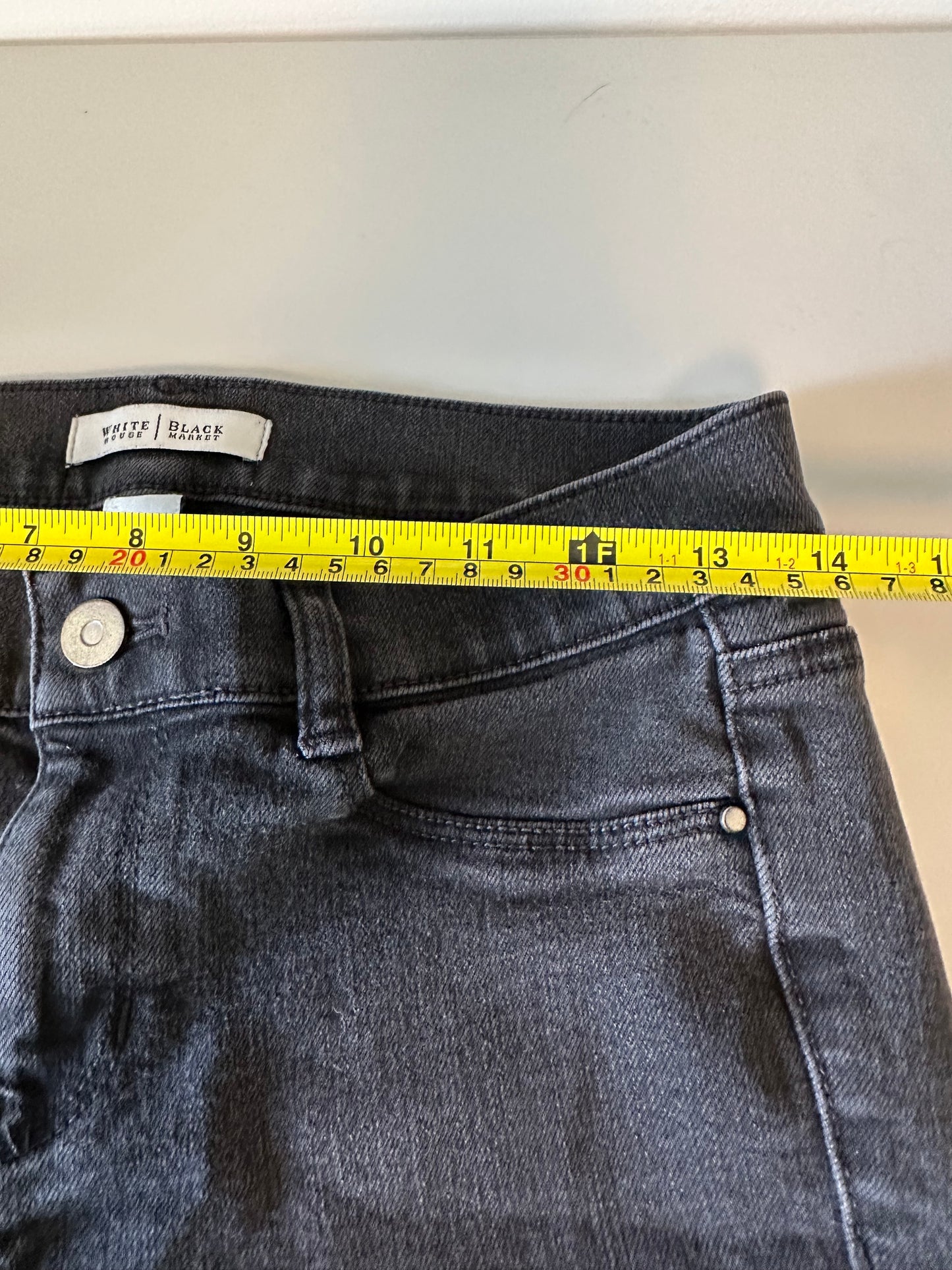 White House Black Market Slim Leg Faded Black Stretch Denim Jeans | Size 8