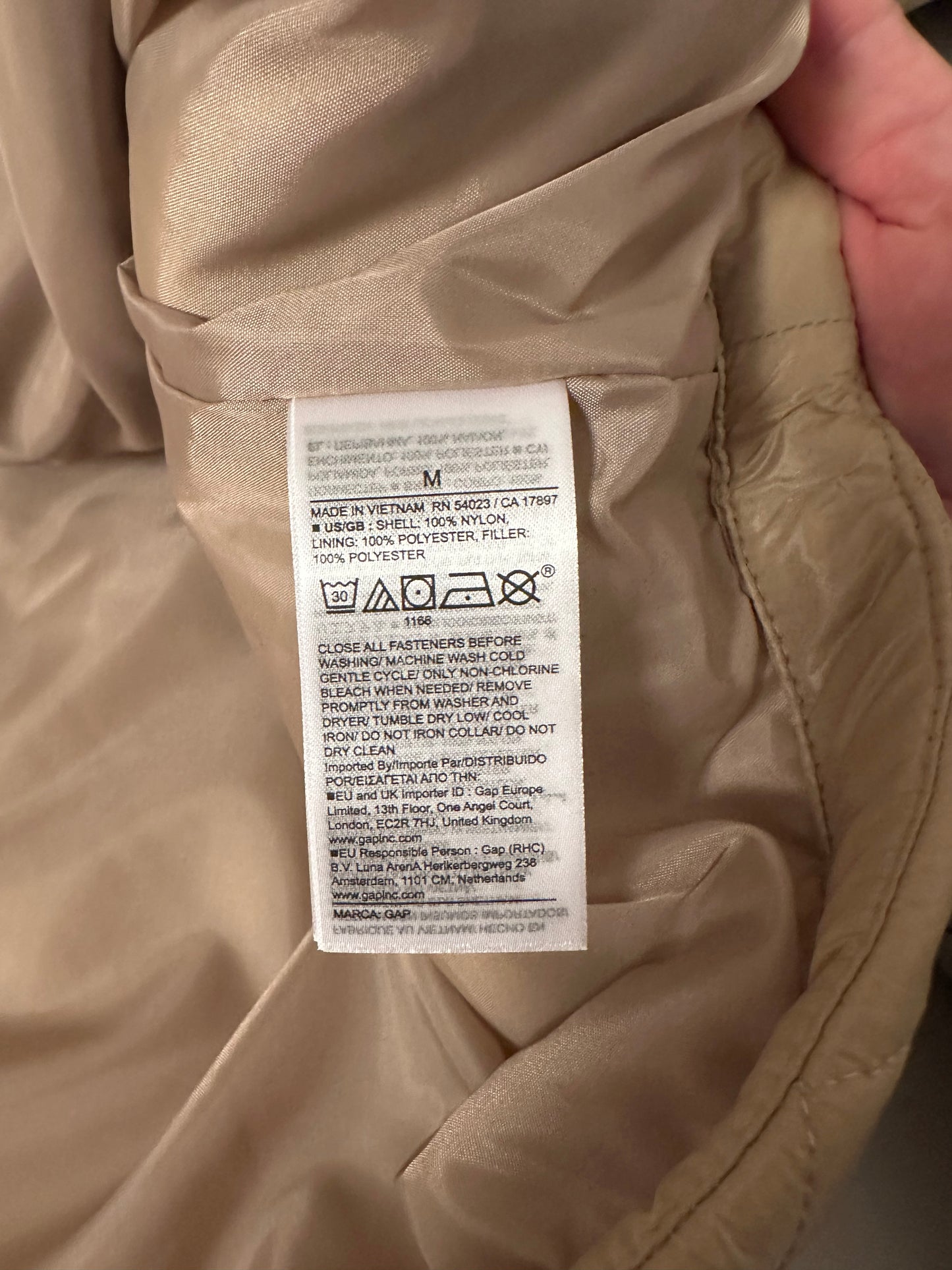 NWT Gap Relaxed Quilted Nylon Barn Jacket in Golden Khaki Brown | Size Medium