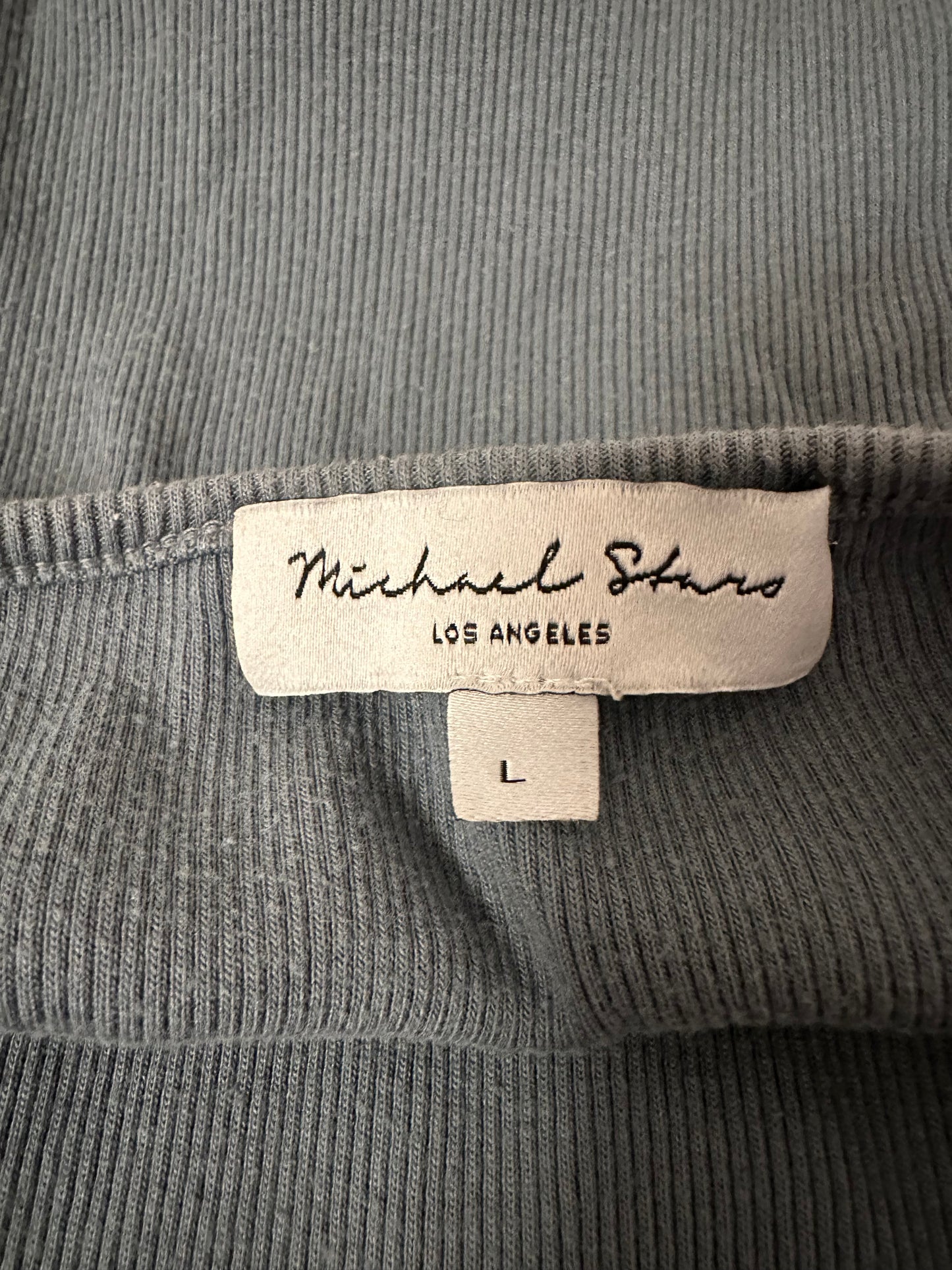 Michael Stars Jordan Long Sleeve Ruched Ribbed Mini Dress | Size Large