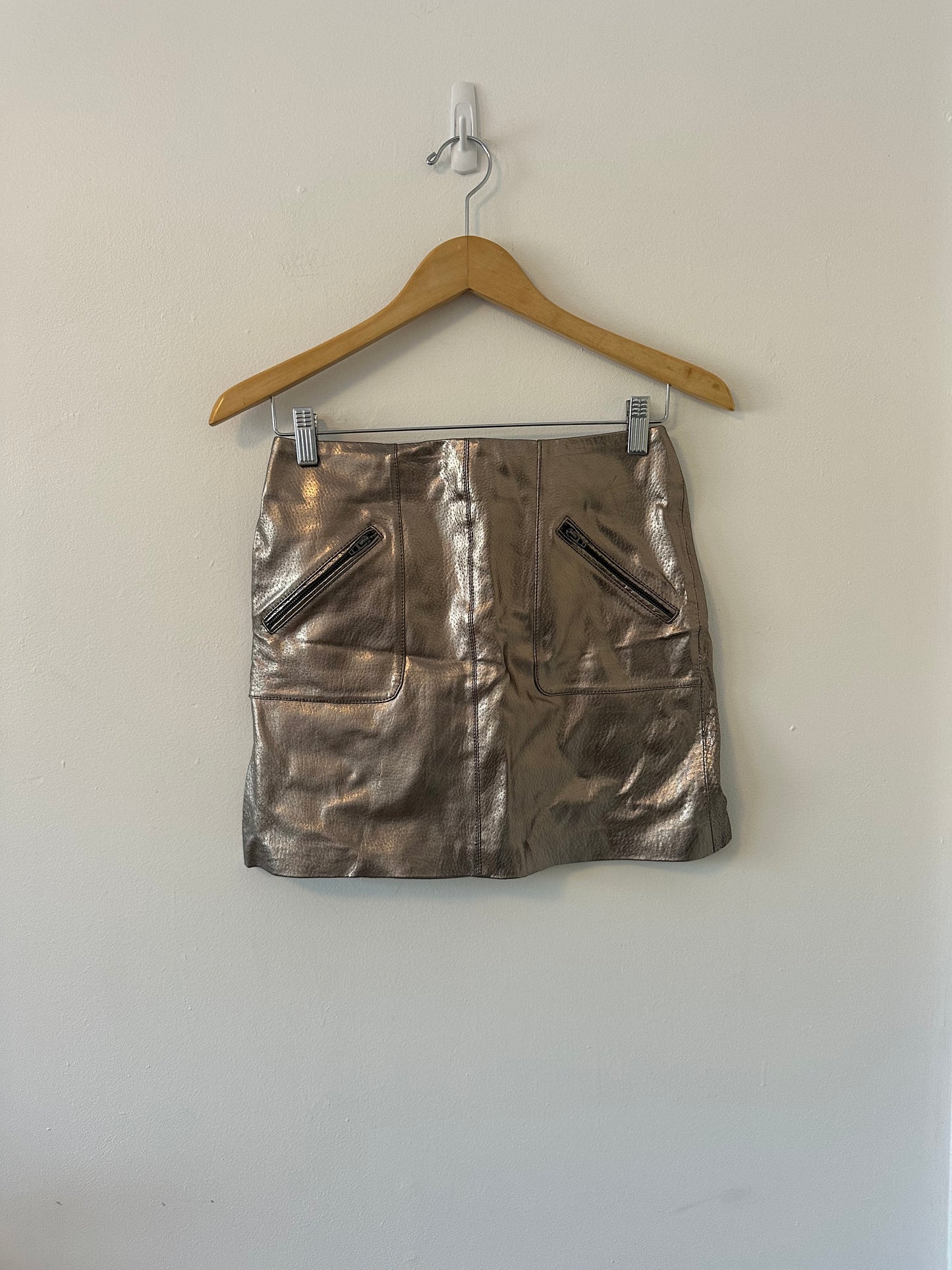Blank NYC Bronze Metallic Leather Mini Skirt | Size 25