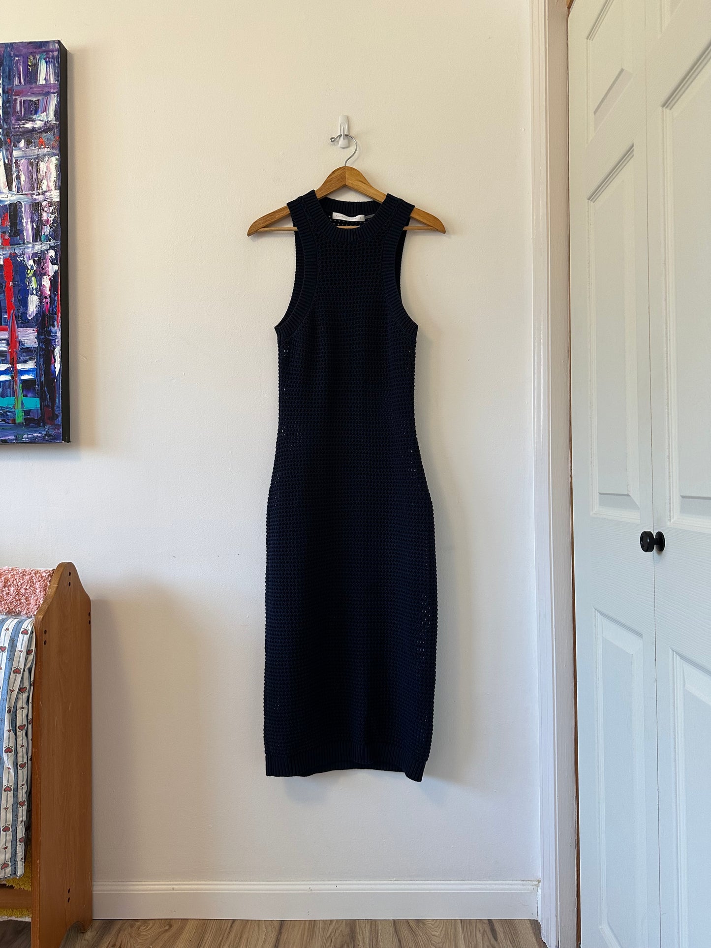 Susana Monaco Netting Racer Tank Dress with 2 Piece in Navy | Size Large