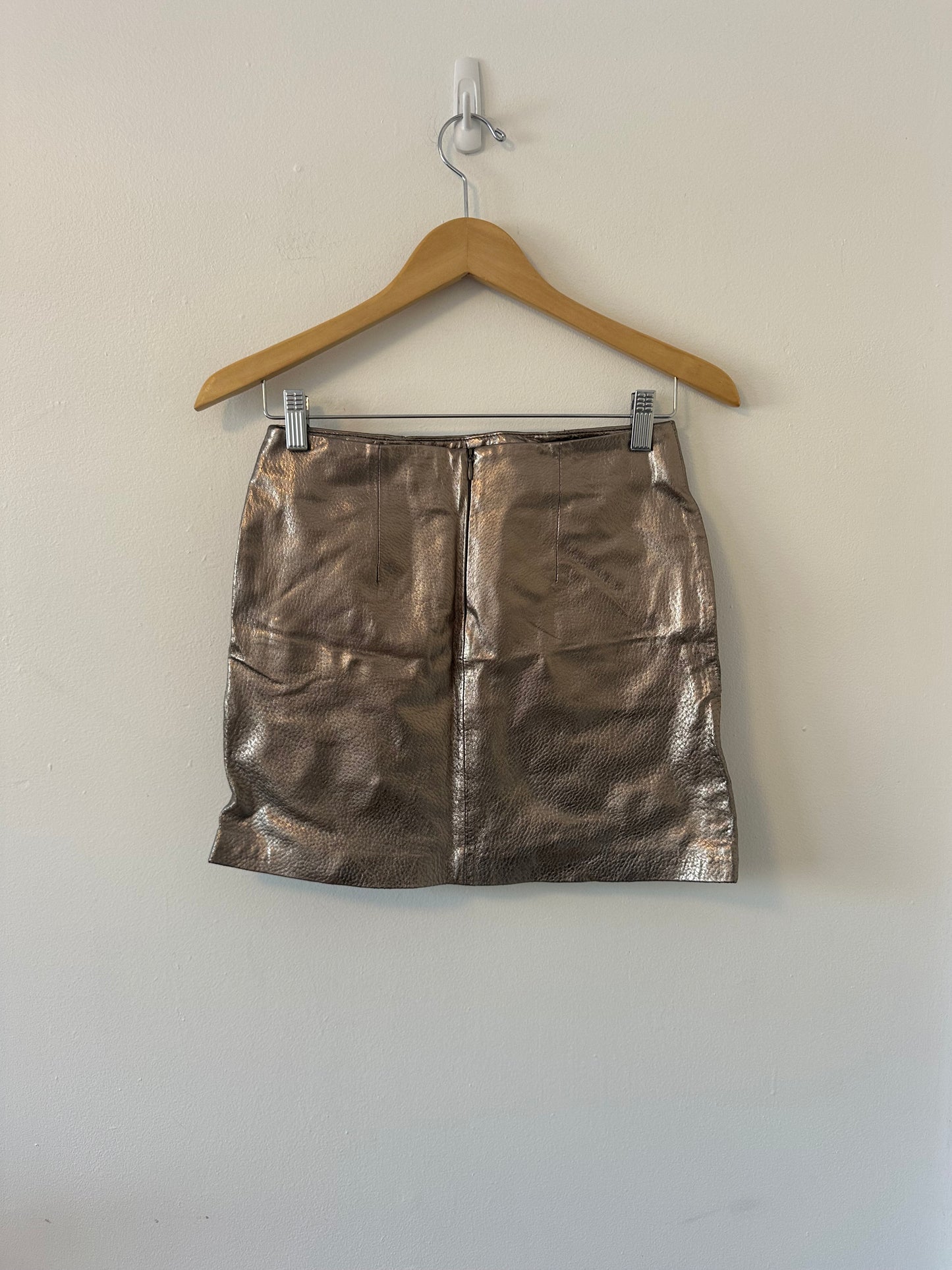 Blank NYC Bronze Metallic Leather Mini Skirt | Size 25