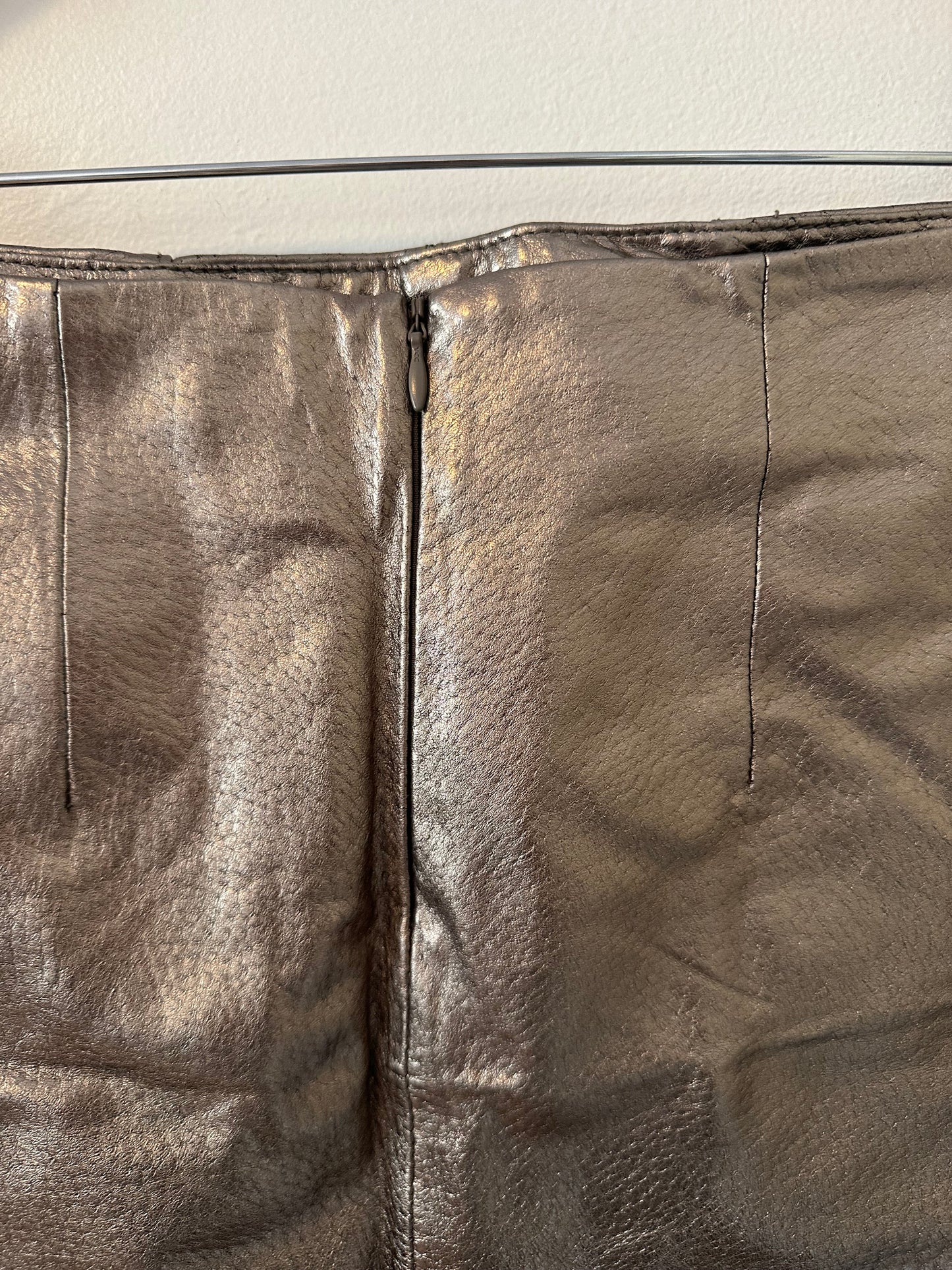 Blank NYC Bronze Metallic Leather Mini Skirt | Size 25