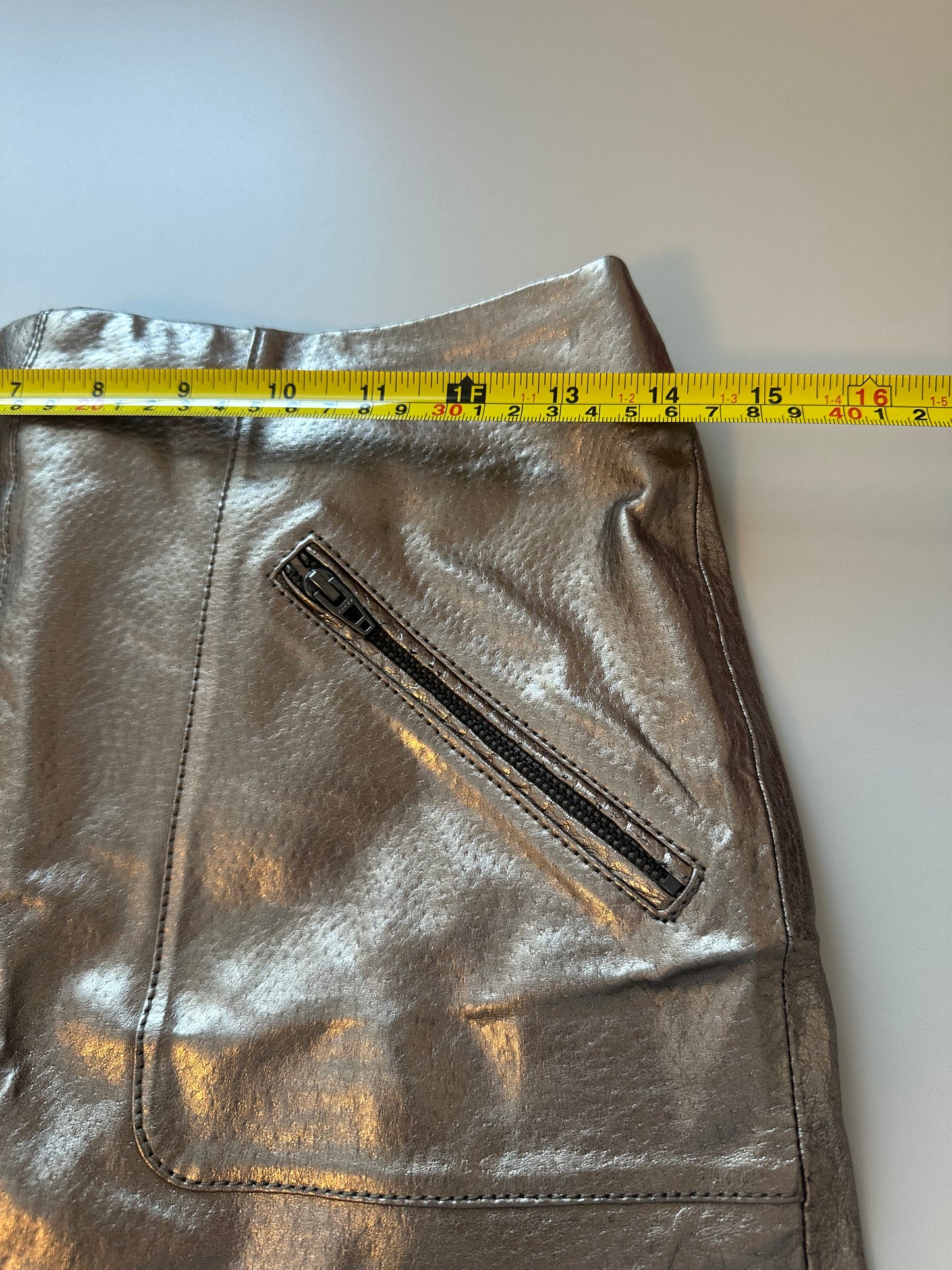 Blank NYC Bronze Metallic Leather Mini Skirt | Size 25
