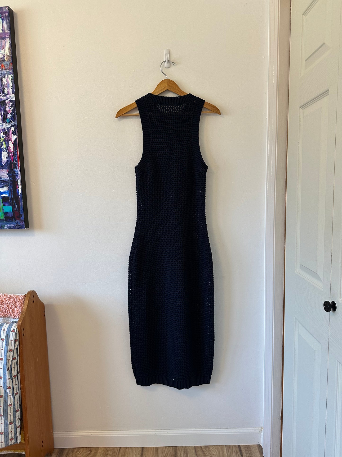 Susana Monaco Netting Racer Tank Dress with 2 Piece in Navy | Size Large