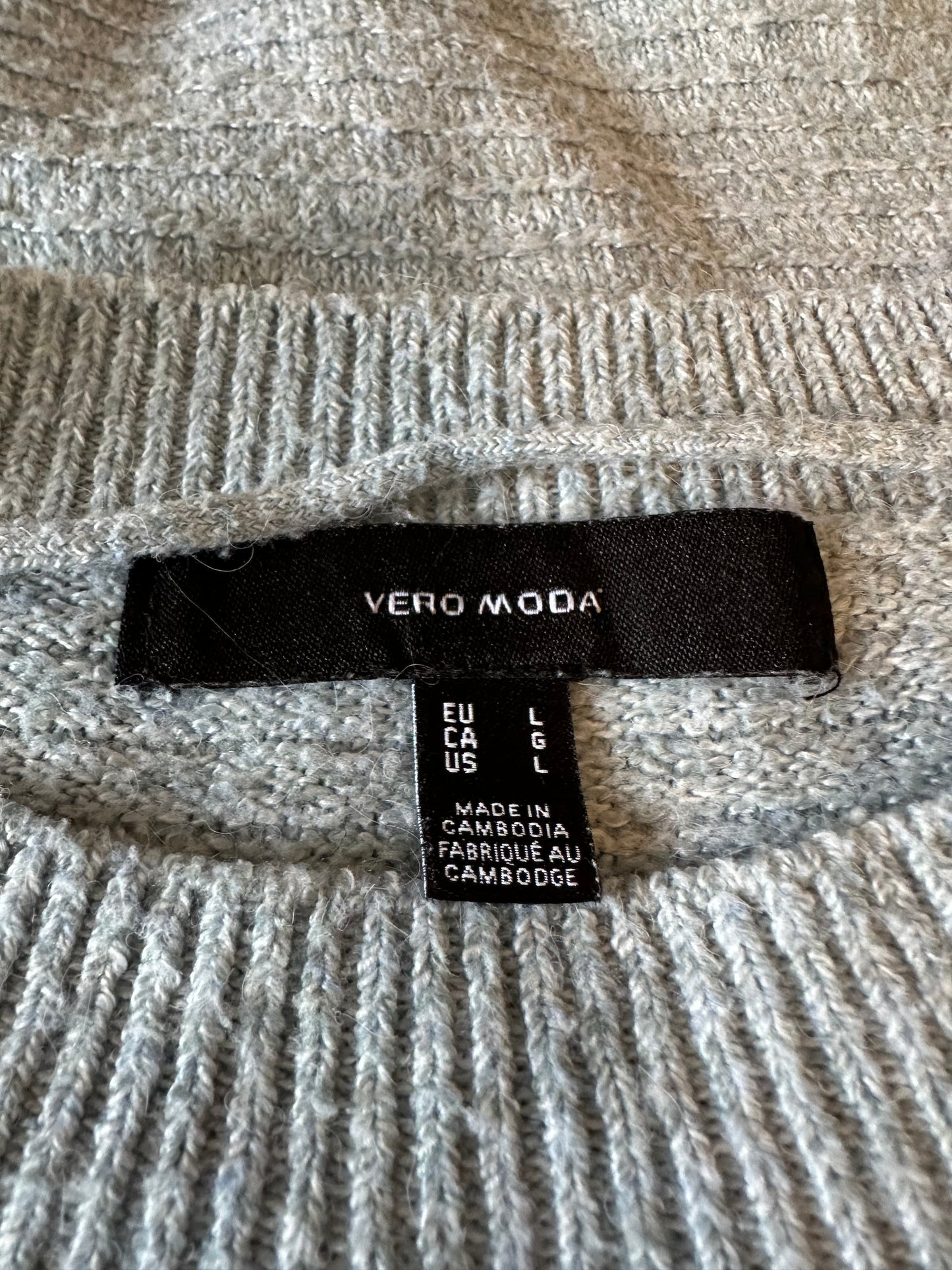 Vero Moda Textured Knit Crew Neck Drop Shoulder Sweater | Size Large