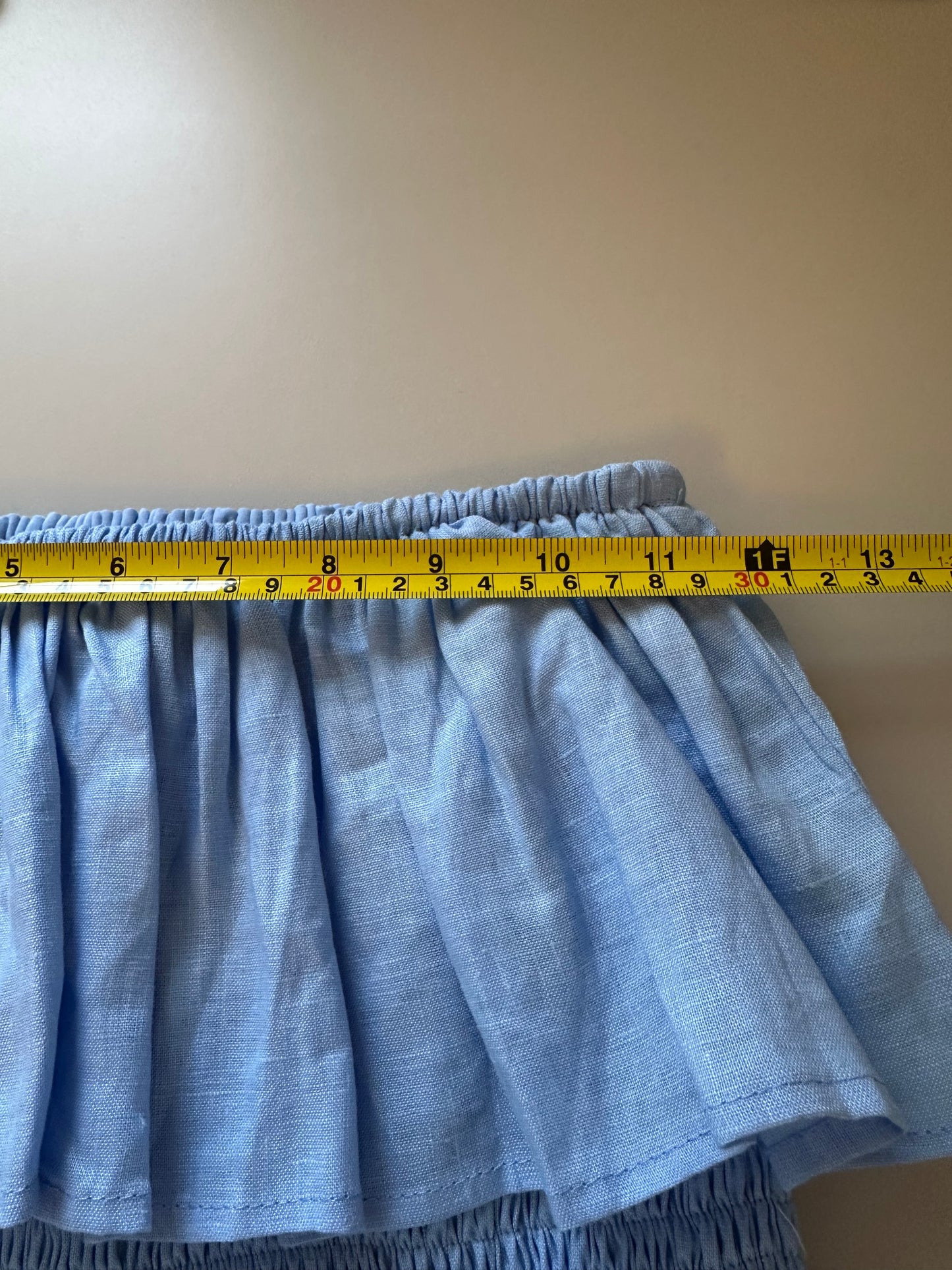 NWT Lusana Linen Strapless Ruffle Baby Blue Maxi Dress | Size Medium