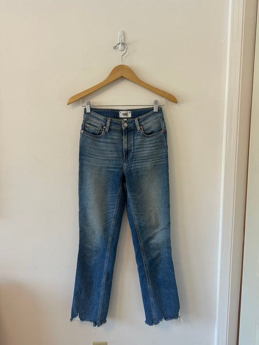 Paige Cindy Straight Leg Raw Hem Jeans | Size 25