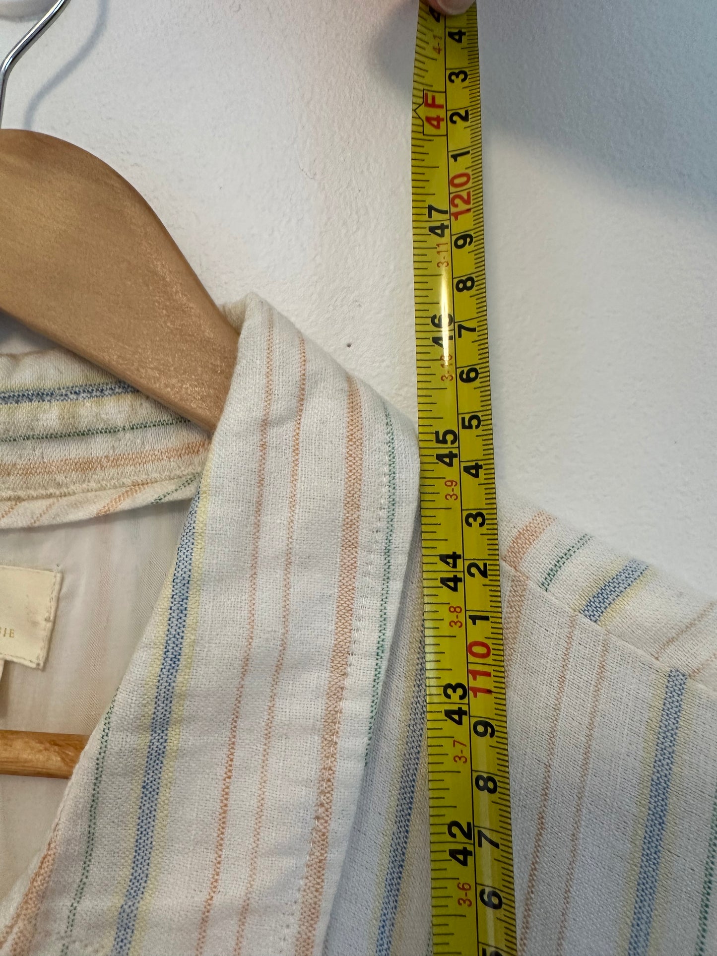 Maeve Anthropologie Pastel Stripe Tie Front Cotton Shirt Dress | Size 16