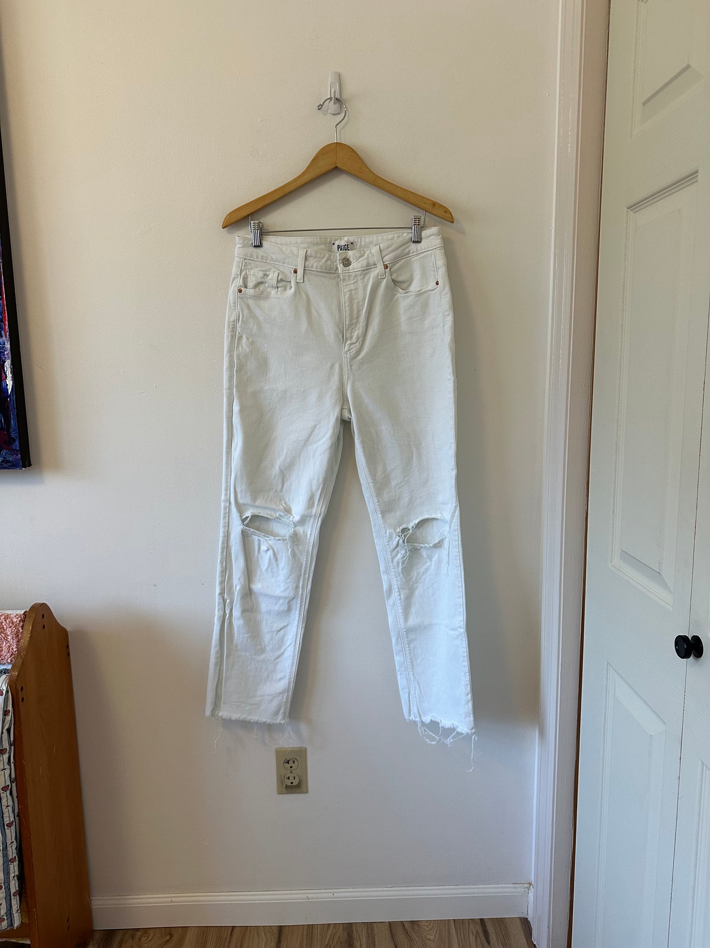 Paige Noella High Rise Jeans in Soft Ecru White | Size 31